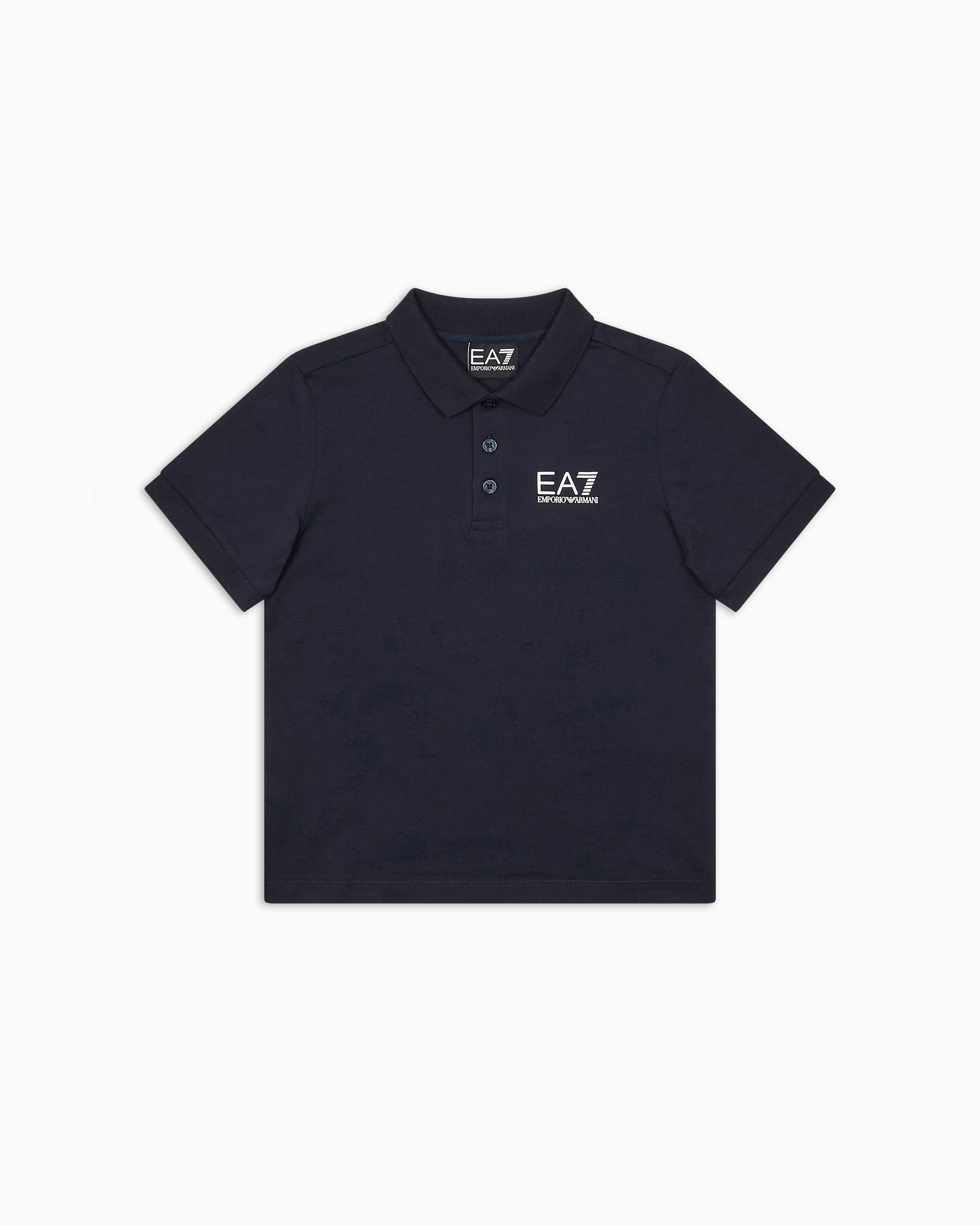 Ea7 Core Identity Boy Cotton Polo Shirt In Navy Blue