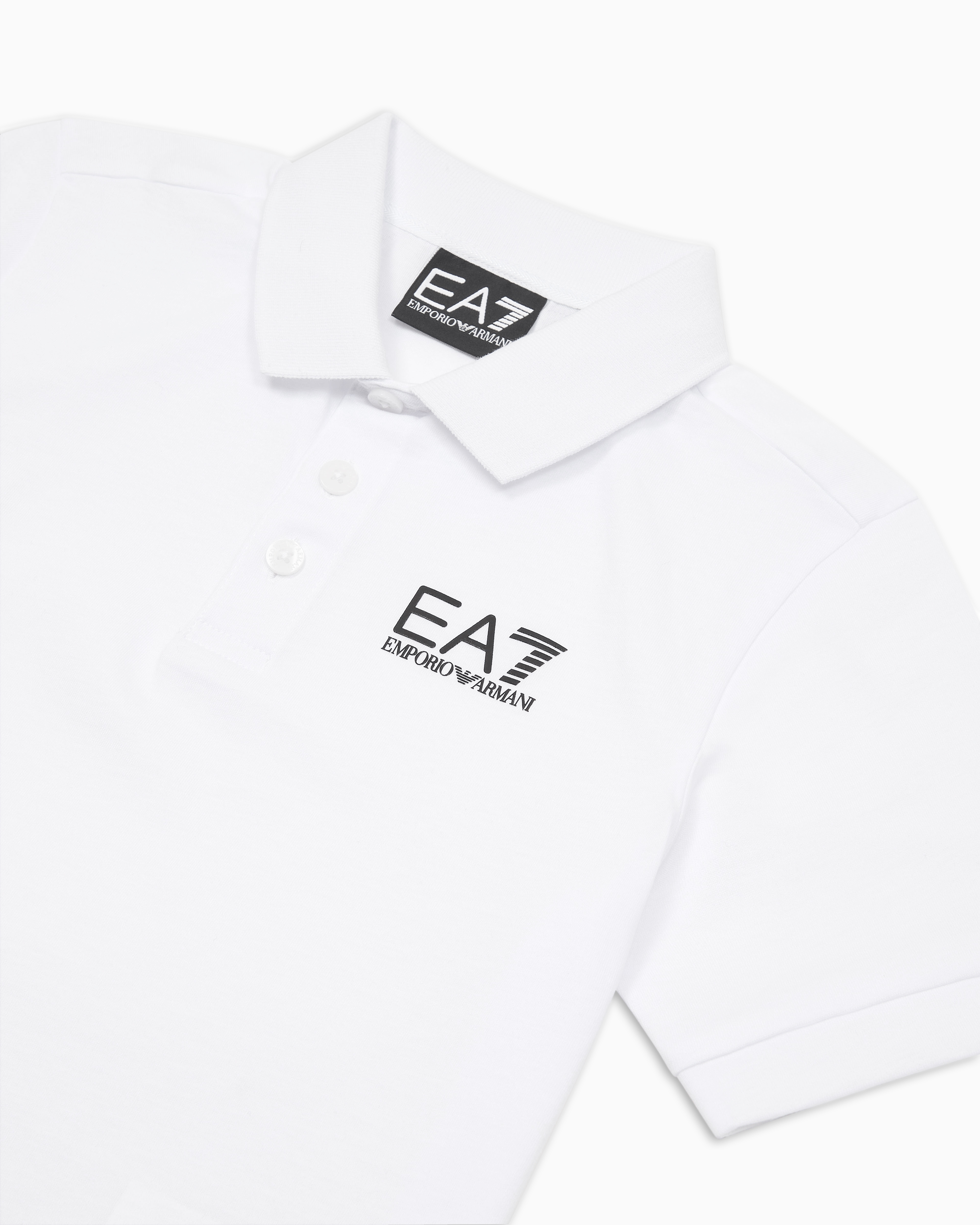 Ea7 Core Identity Boy Cotton Polo Shirt In White