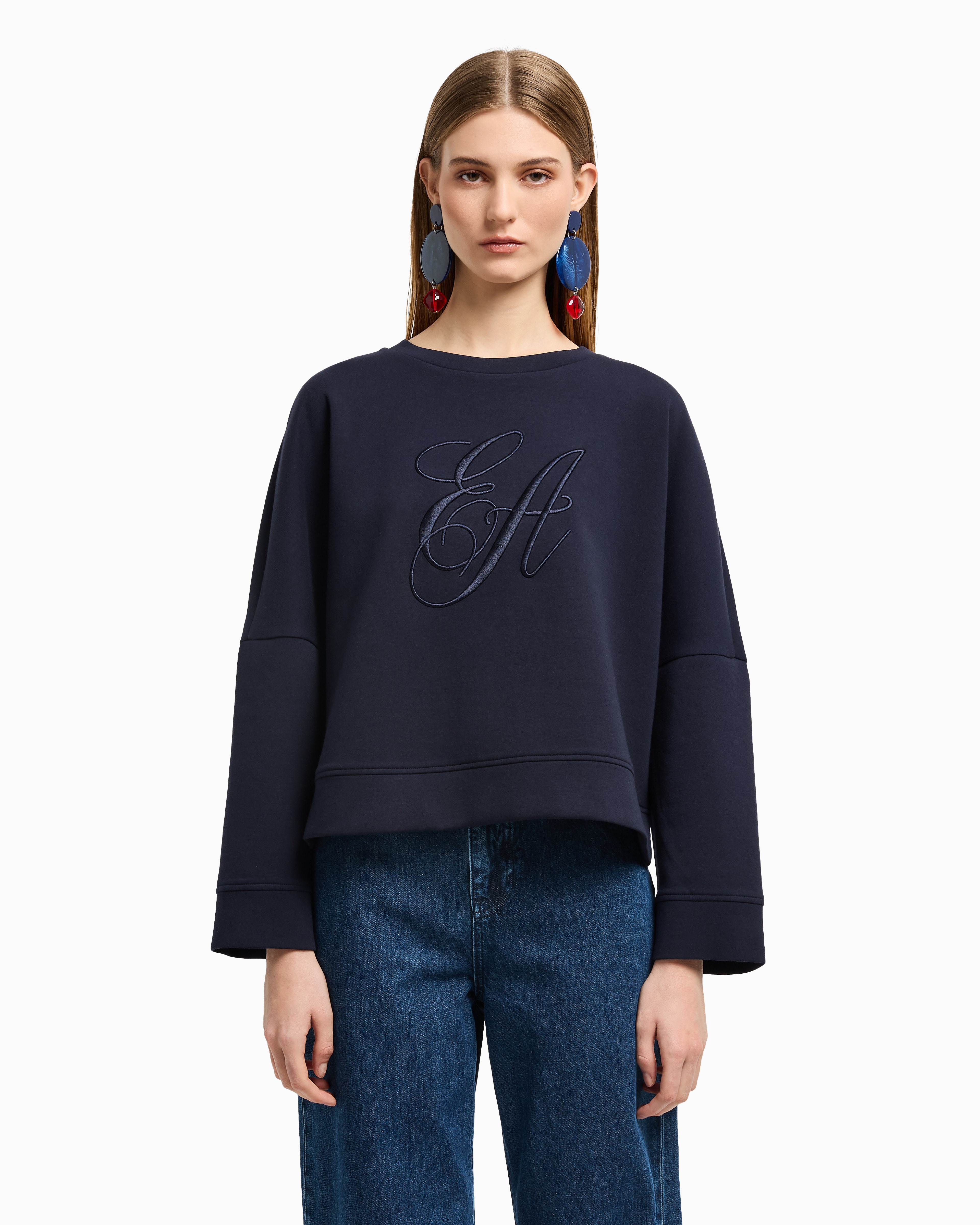 スウェットシャツ ダブルジャージー オーバーサイズロゴ刺繍