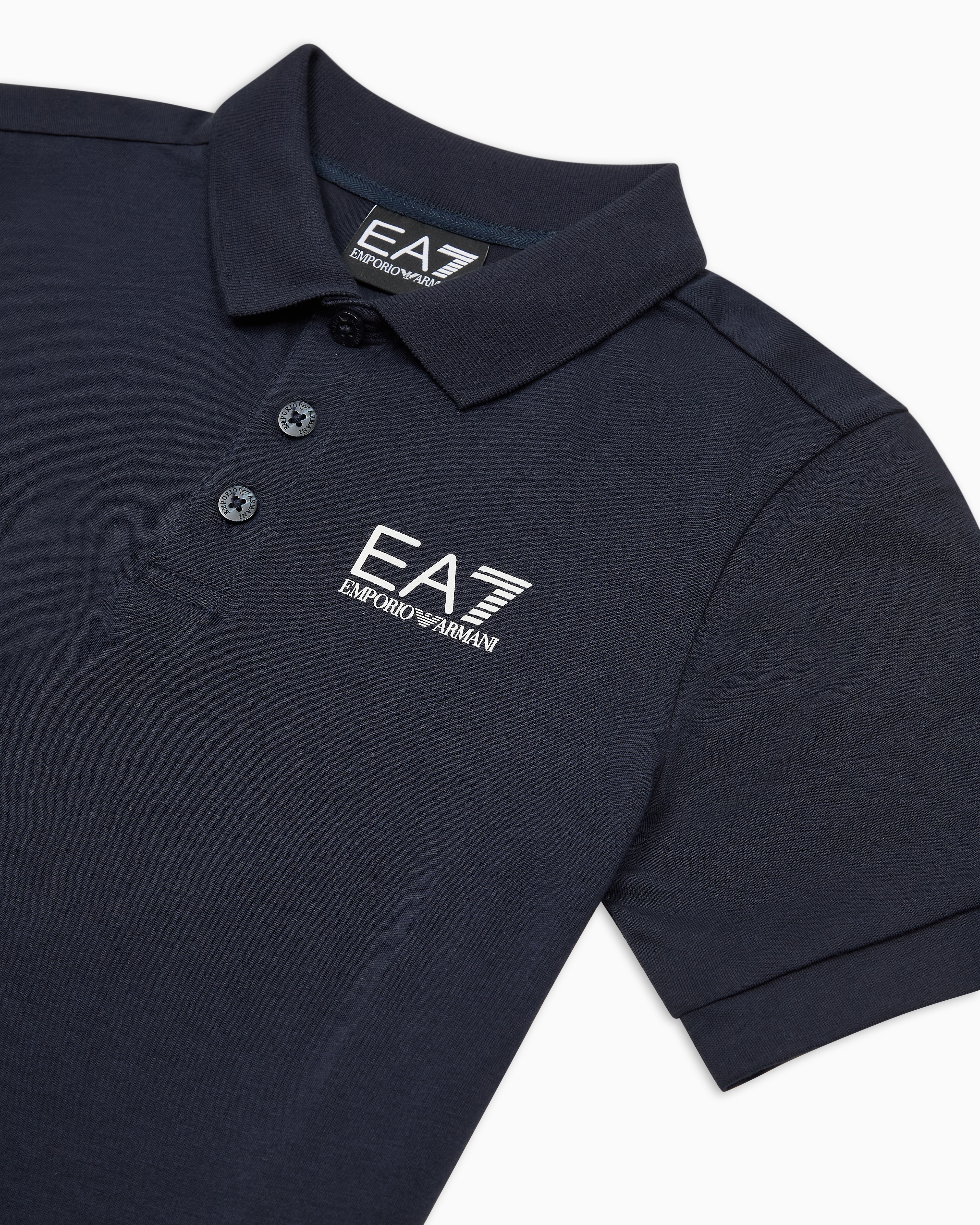 Ea7 Core Identity Boy Cotton Polo Shirt In Navy Blue