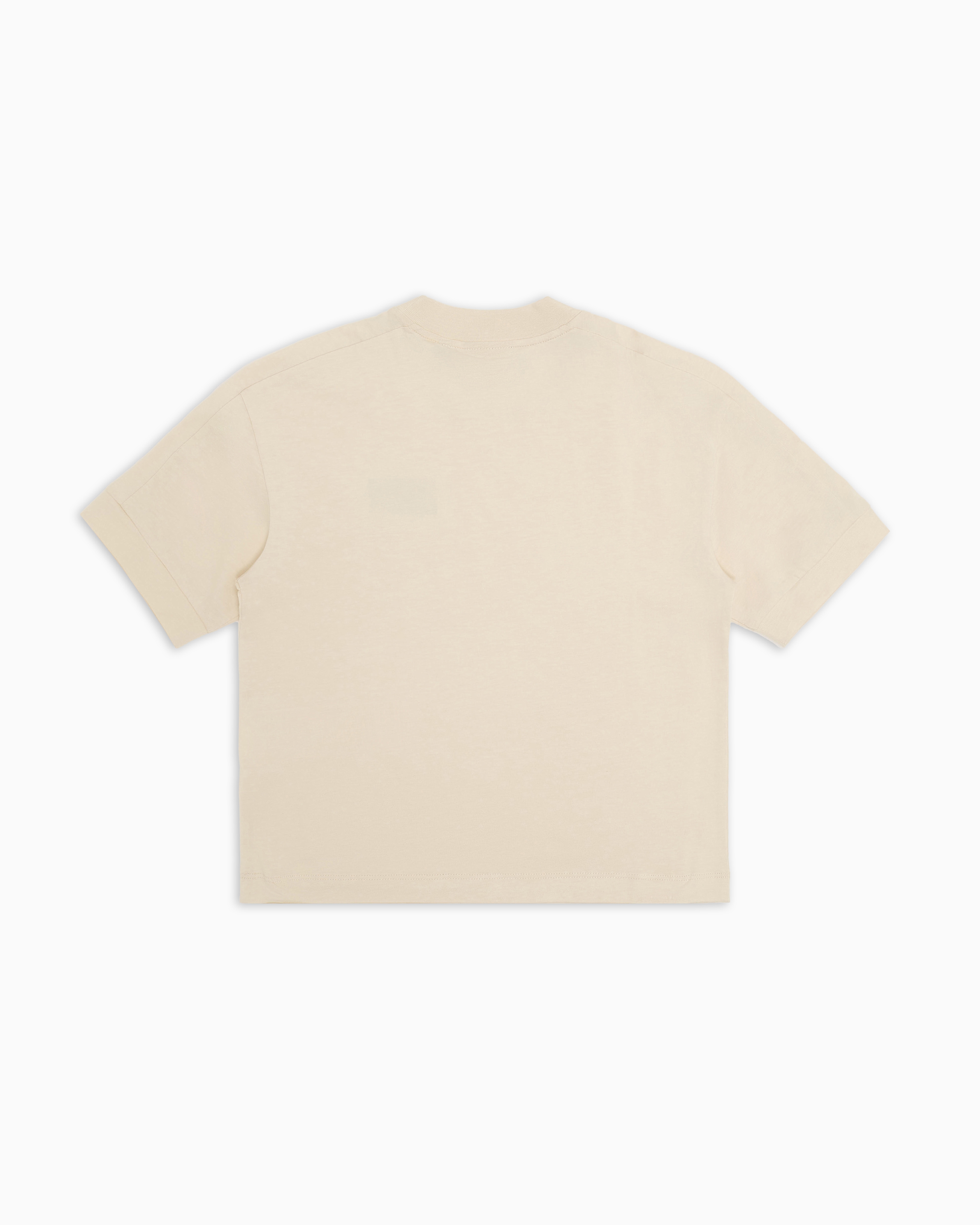 Ea7 Logo Series Boy Cotton T-shirt In Beige
