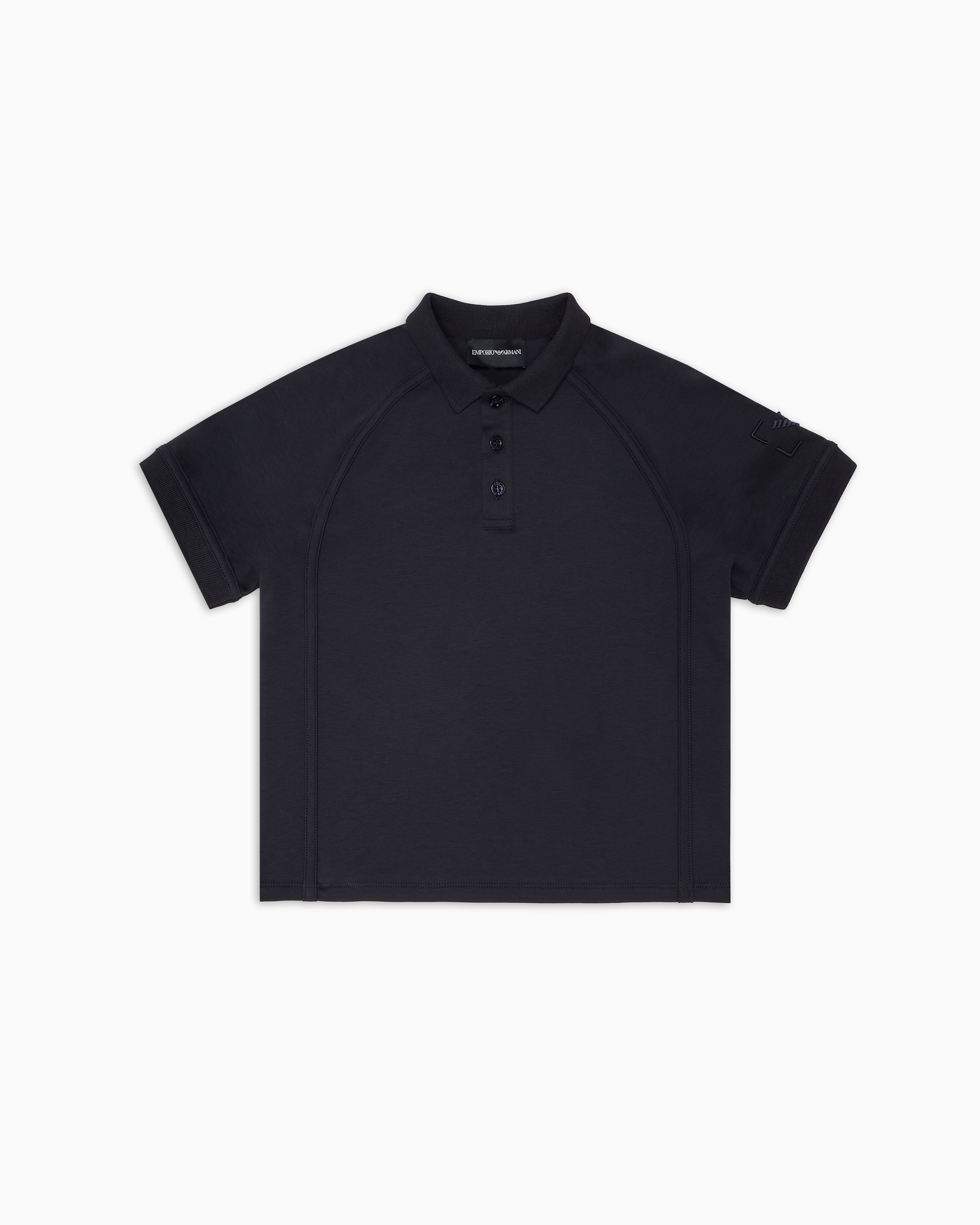 Emporio Armani Navy Blue Jersey Polo Shirt With Embroidered Logo 12A