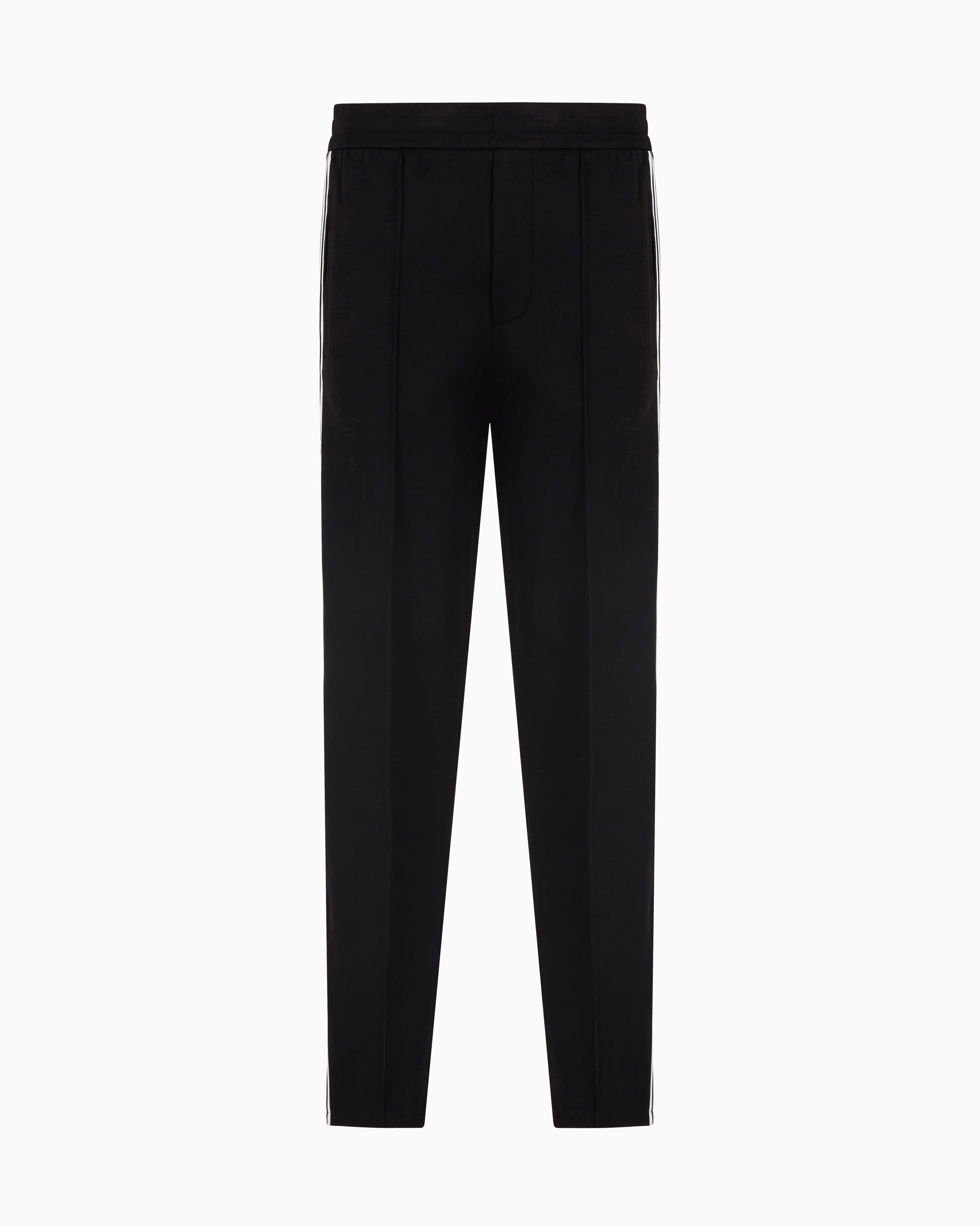 Emporio Armani Jersey Trousers With Logo Bands In Black