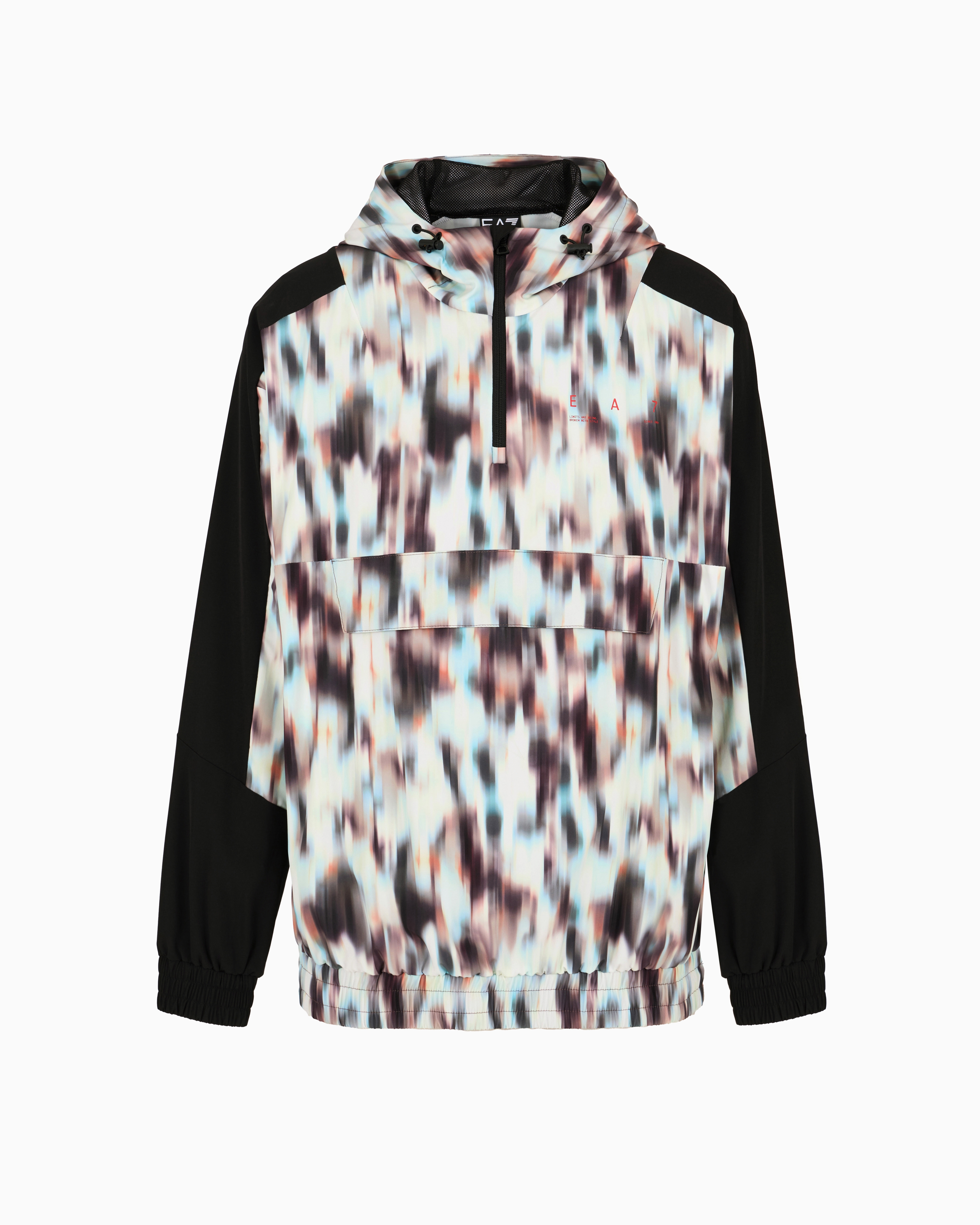Ea7 Graphic Series Stretch Technical Fabric Hooded Jacket In Green
