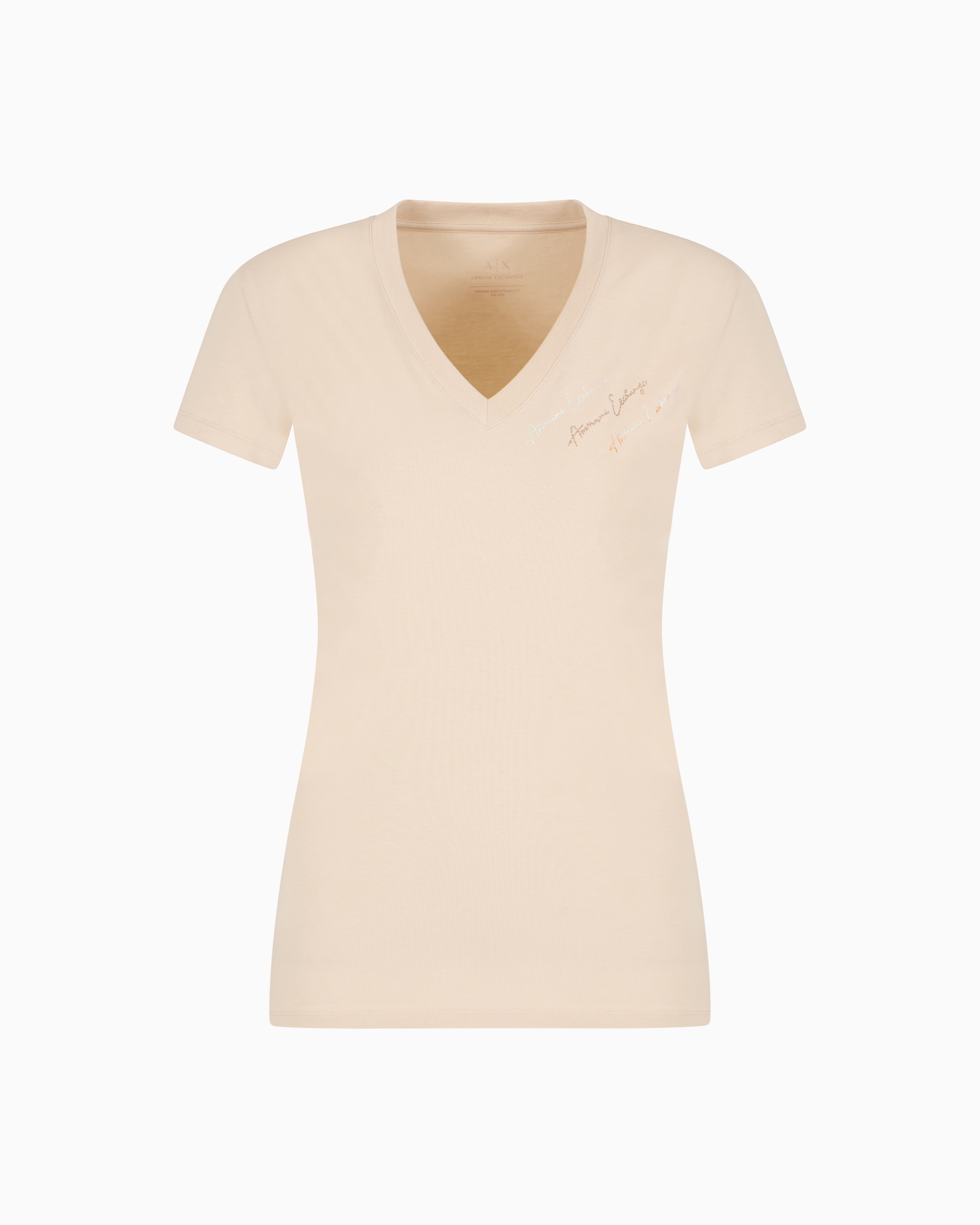 Armani Exchange Slim Fit T-shirts In Beige