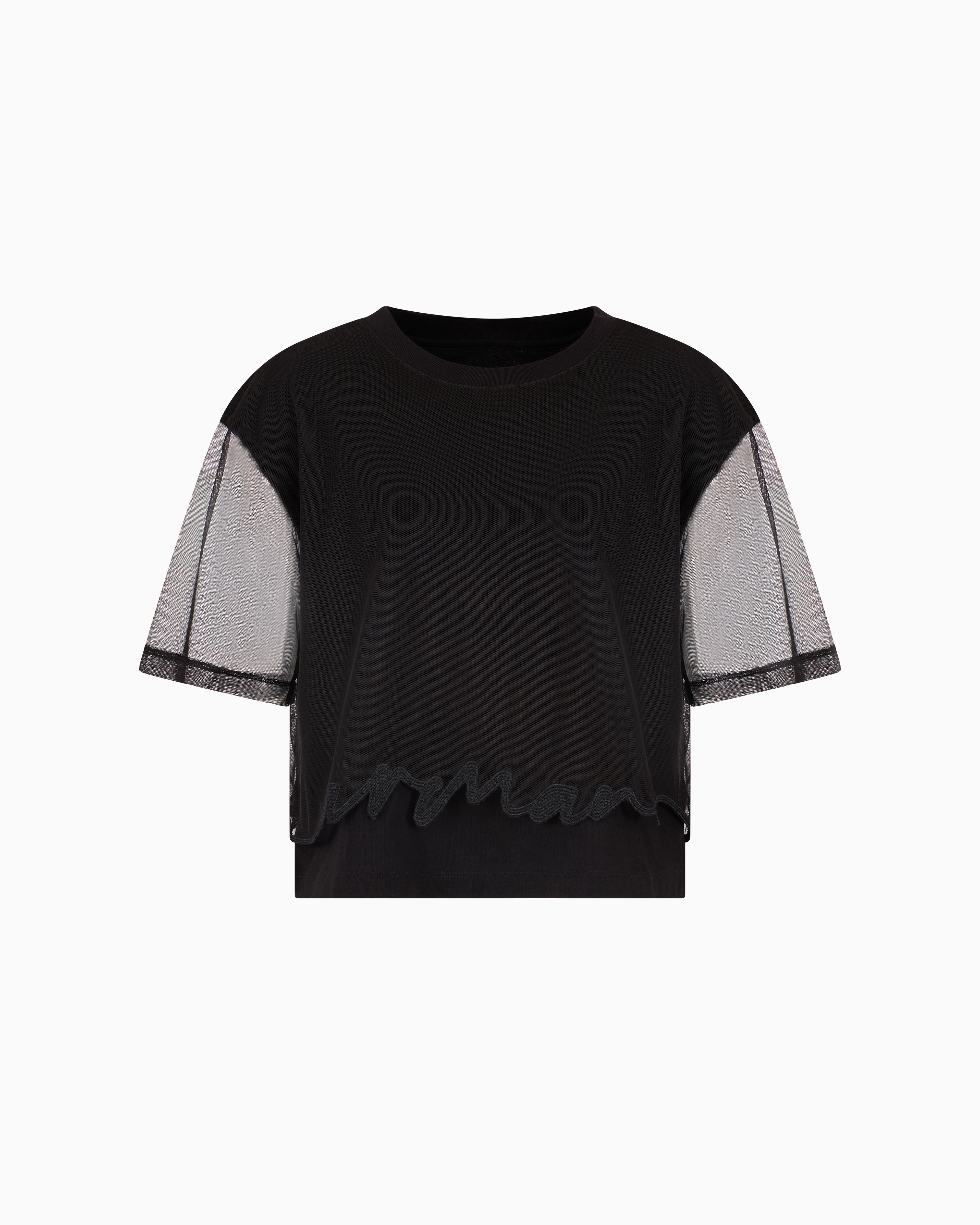 Armani Exchange Cropped T-shirts In Black