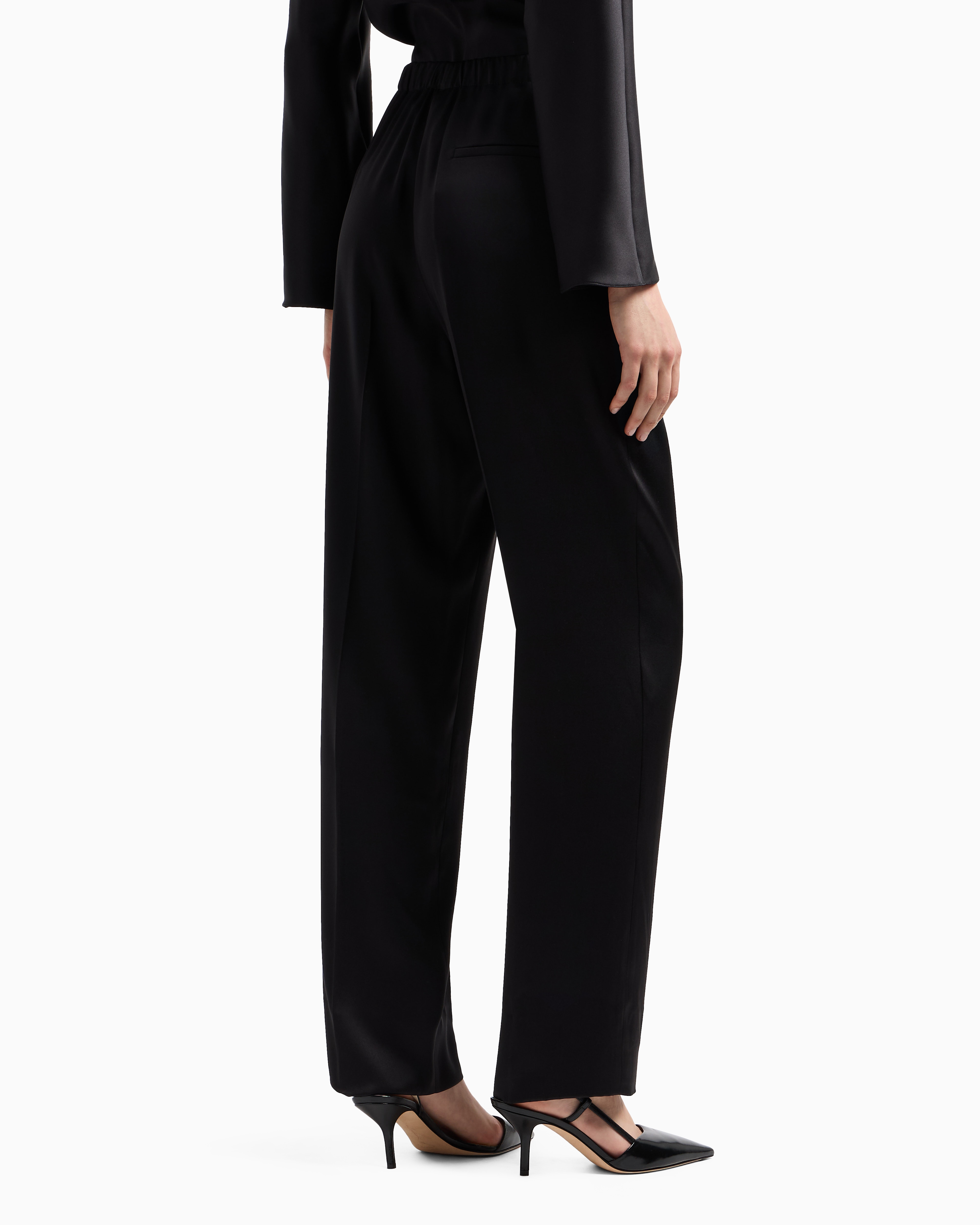 Giorgio Armani Straight-cut Trousers In Double Silk Satin