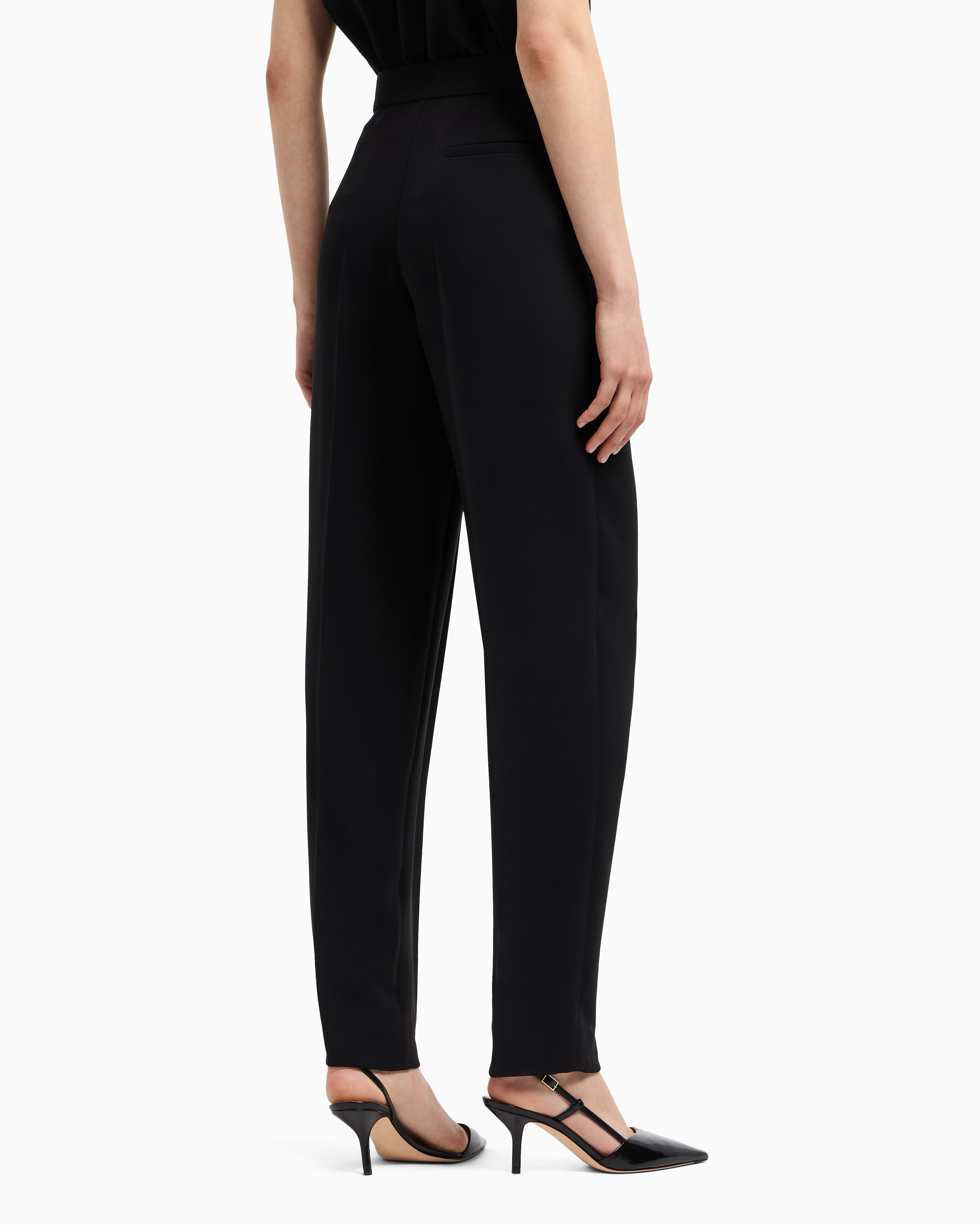 Giorgio Armani Silk Cady Trousers With Pleats In Black