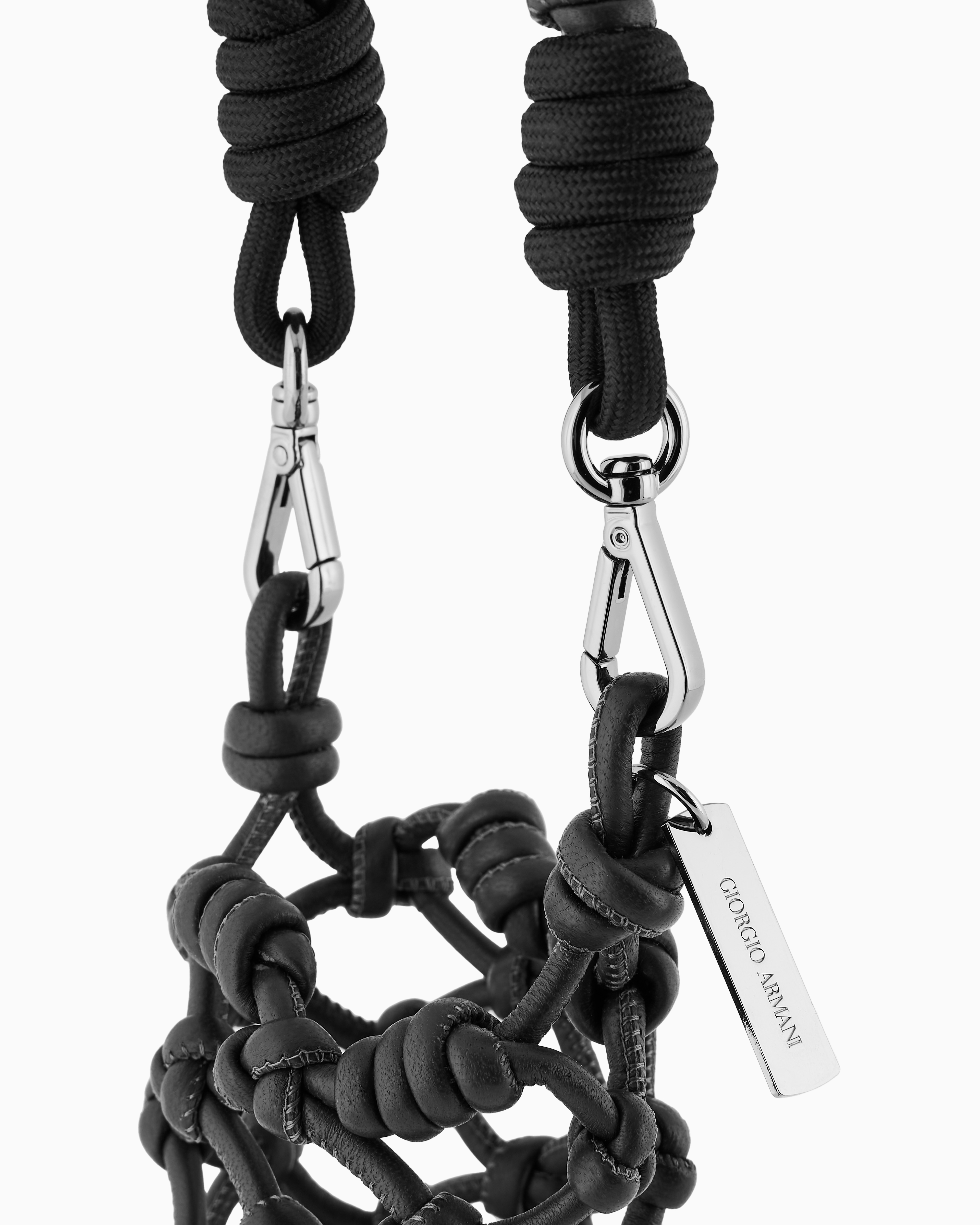 Giorgio Armani Braided Nappa Leather Bottle Holder In Green