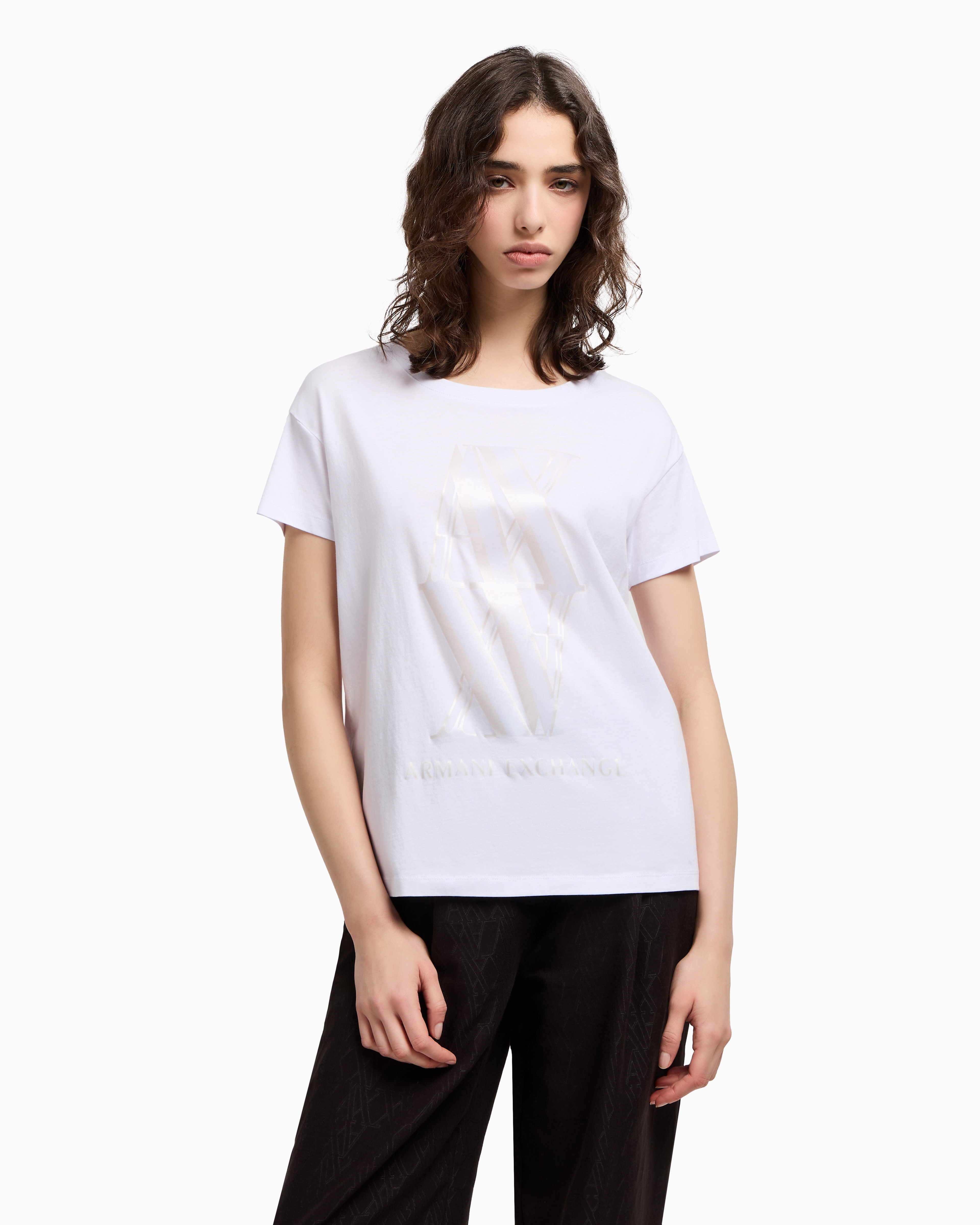 Armani Exchange Relaxed Fit T-shirts In White