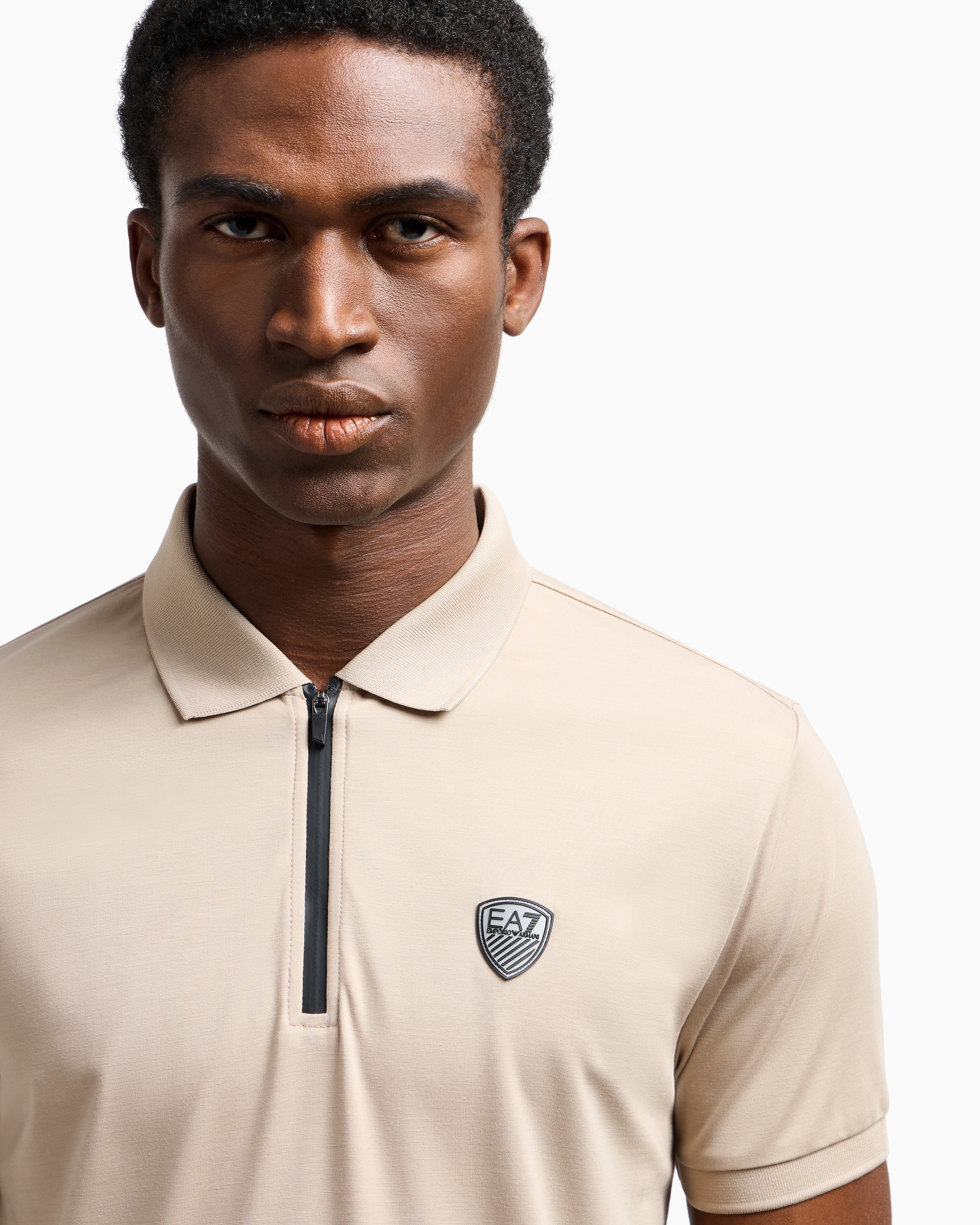 EA7 PREMIUM SHIELD POLO SHIRT IN NYLON AND JERSEY VISCOSE