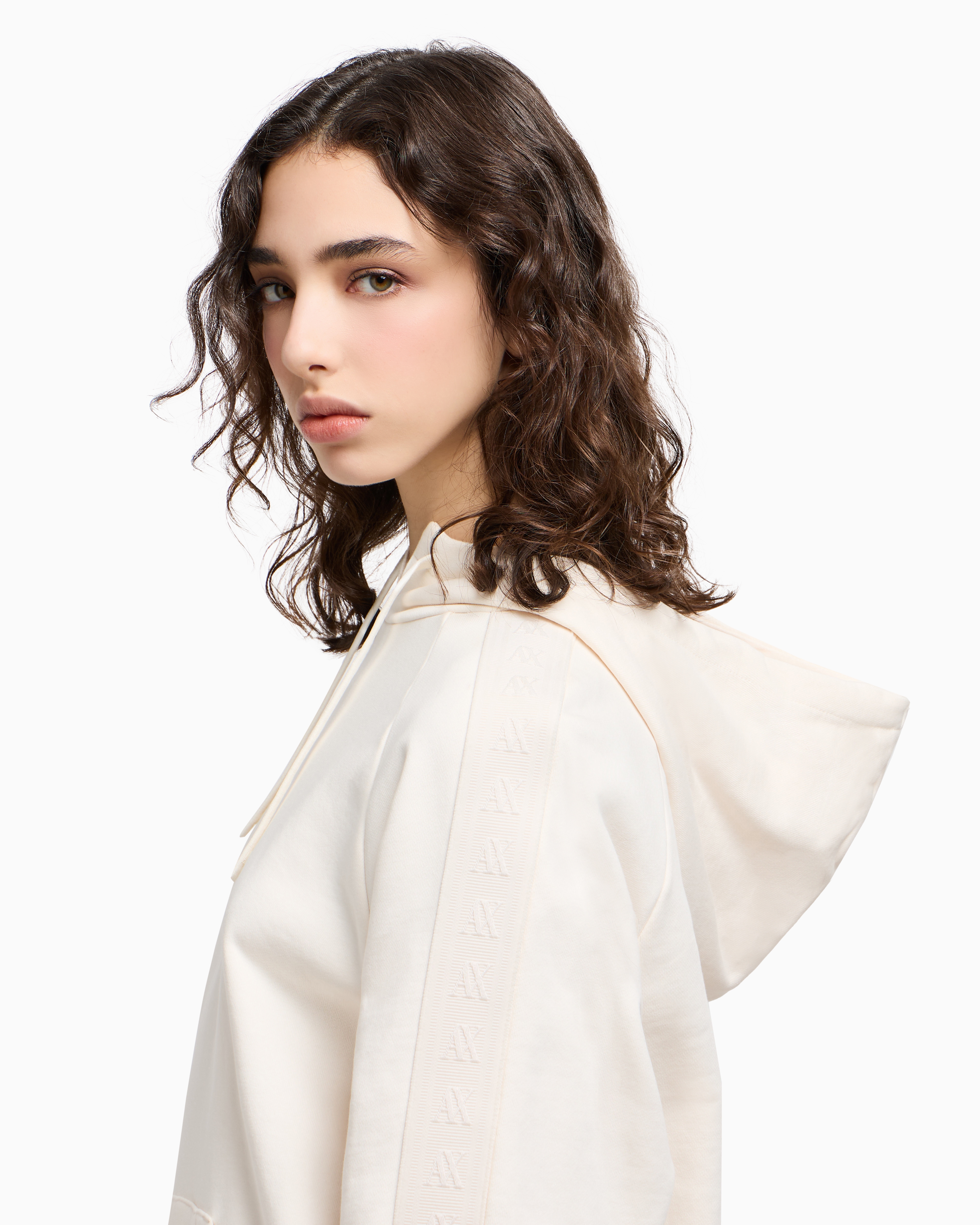 Armani Exchange - Oversized hoodie with logo, Woman, White, Size: