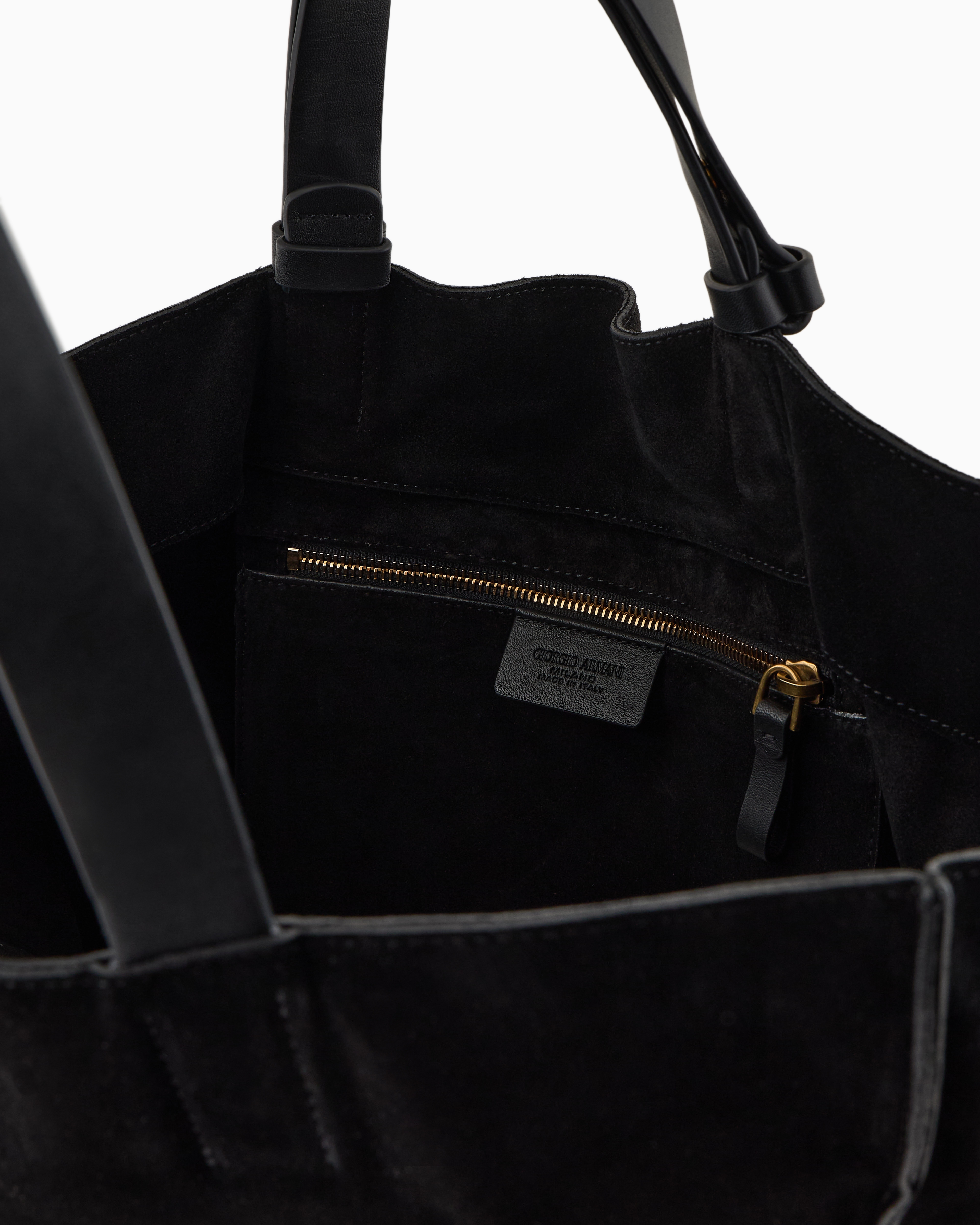 Giorgio Armani Suede Leather-trim Tote Bag