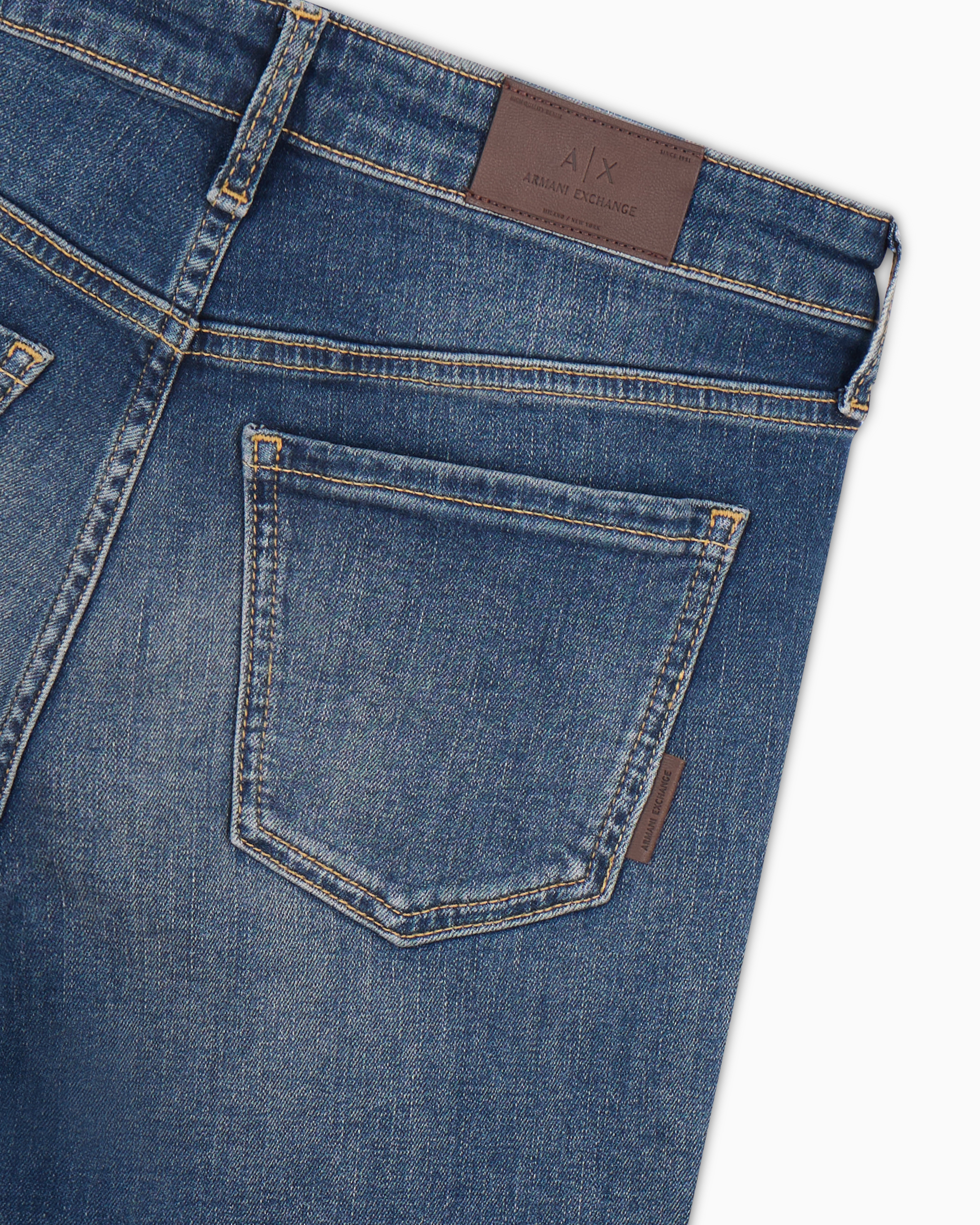 Armani Exchange - J01 super skinny jeans with Chinese New Year embroidery, Woman, Blue, Size: