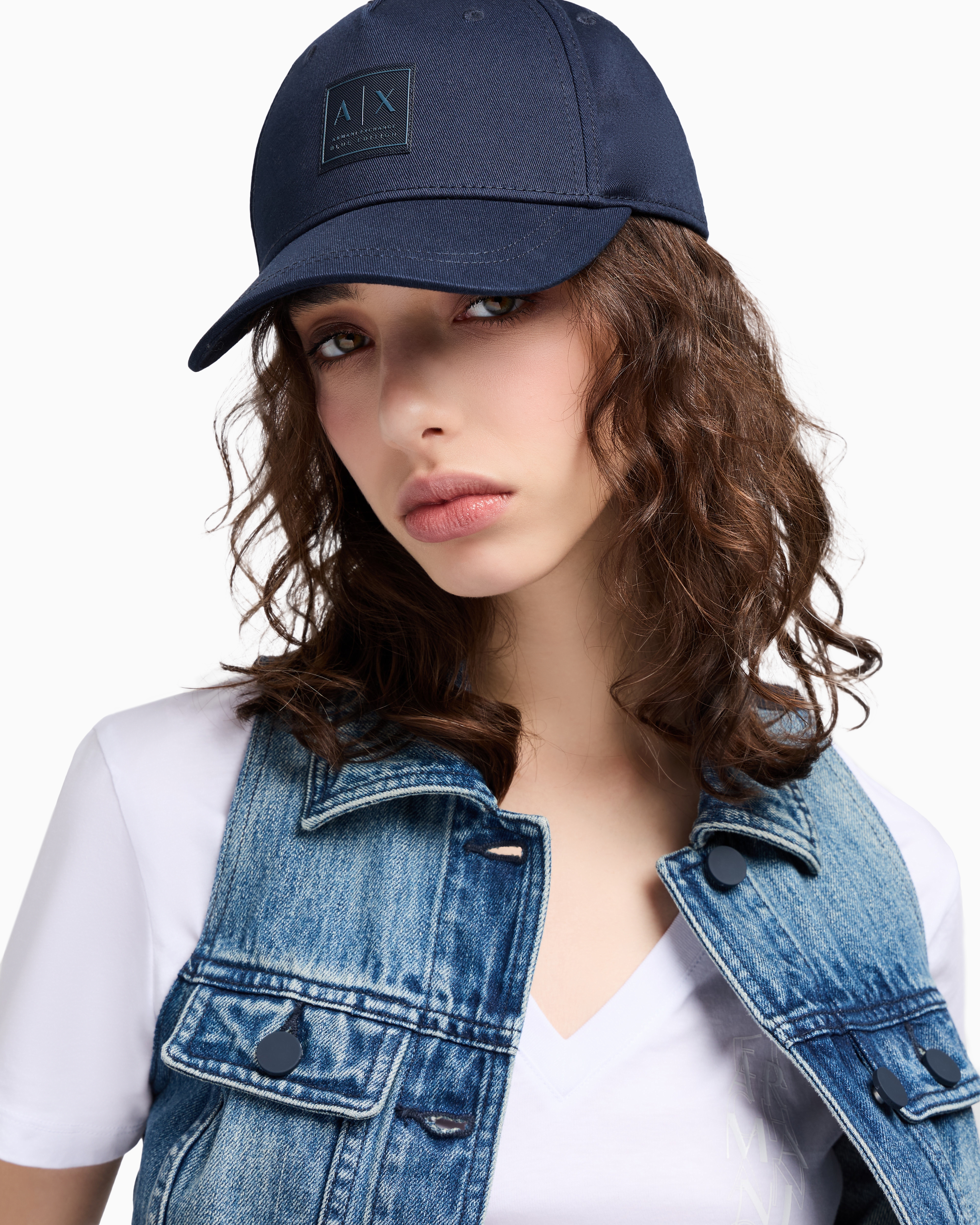 Armani Exchange - Blue Edition Visor Hat, Woman, Navy_blue, Size: TU