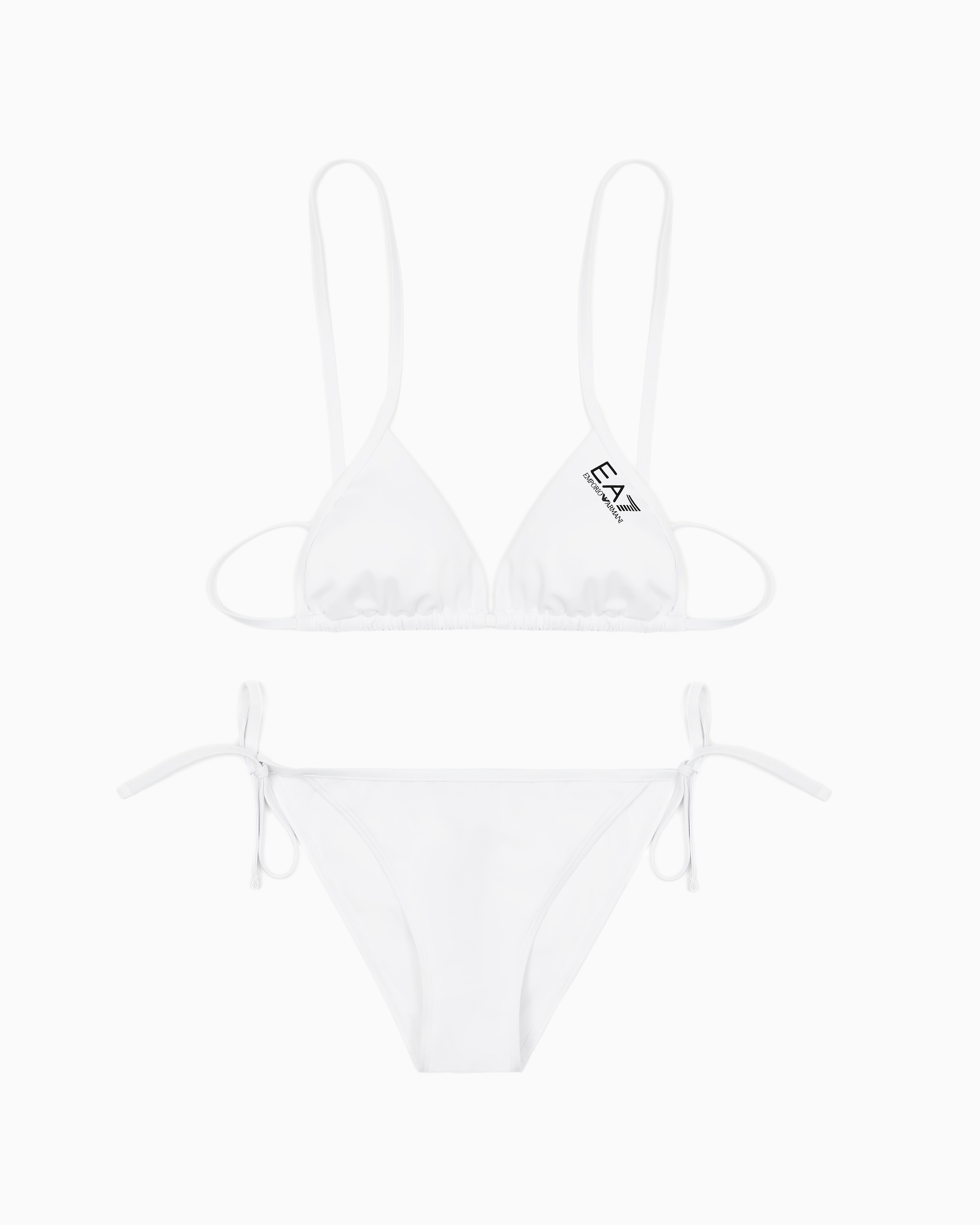 Ea7 Triangle Bikini With Logo In White