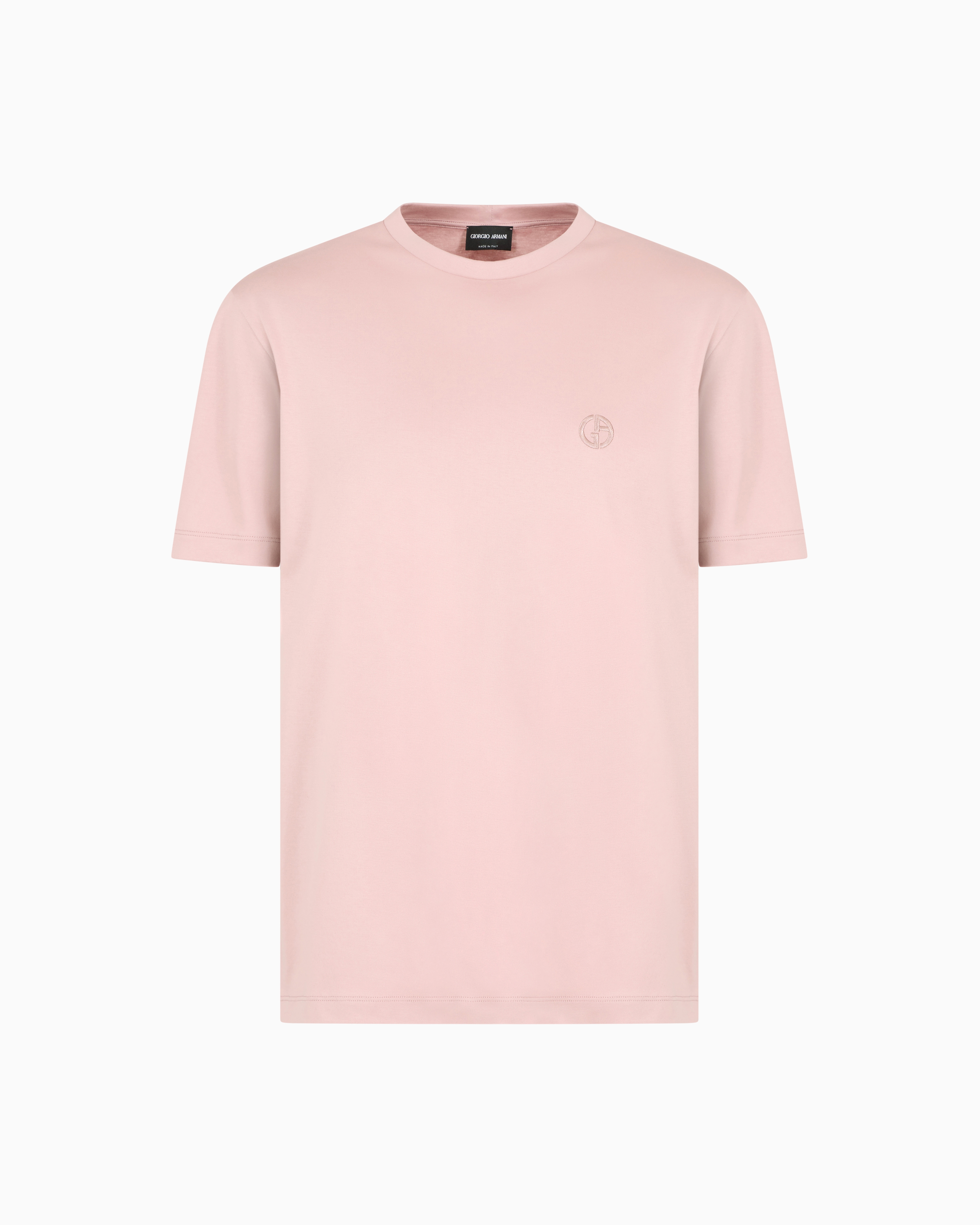 Giorgio Armani Cotton-interlock T-shirt With Embroidered Logo In Pink