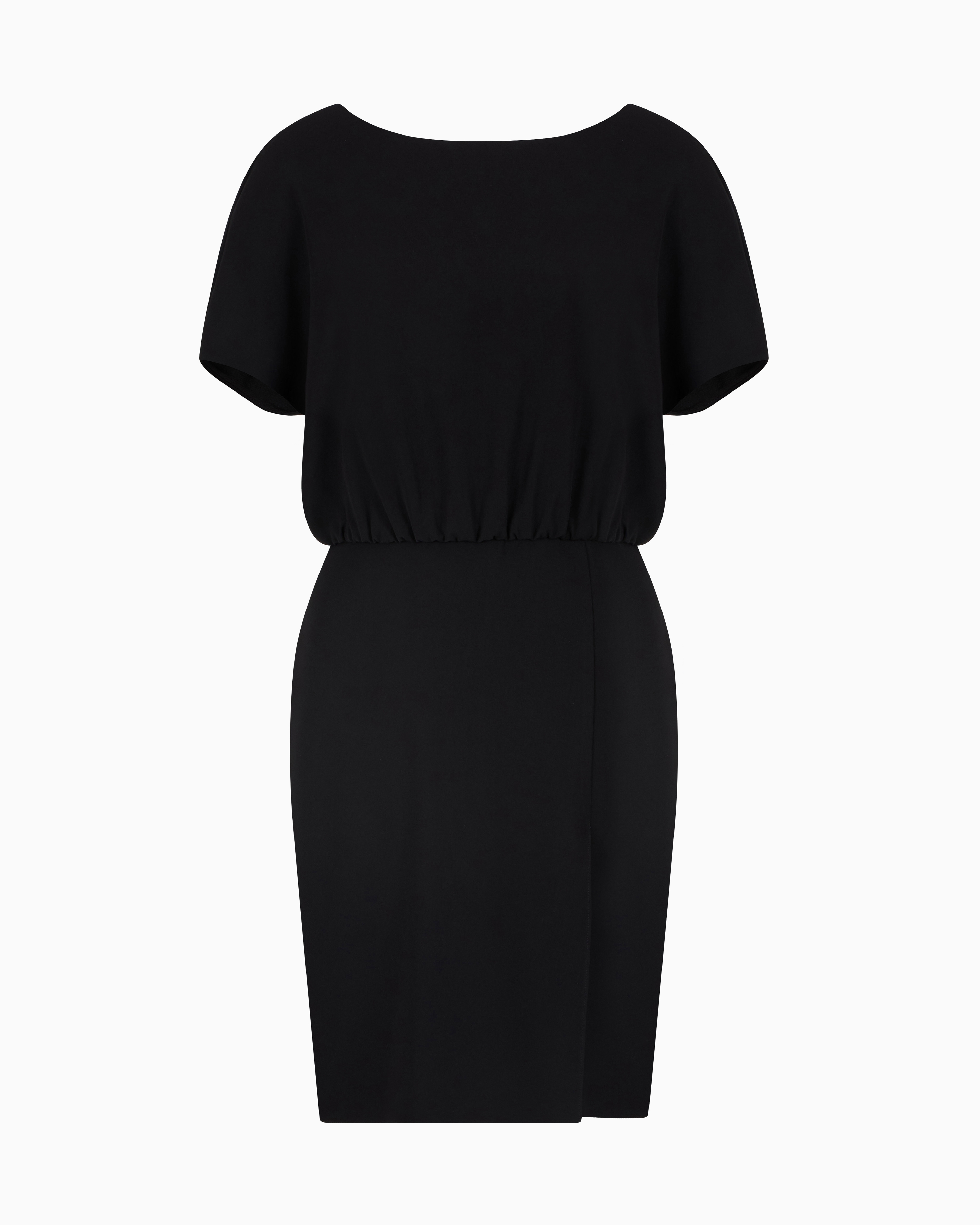 Emporio Armani Technical Cady Dress With Batwing Sleeves In Schwarz