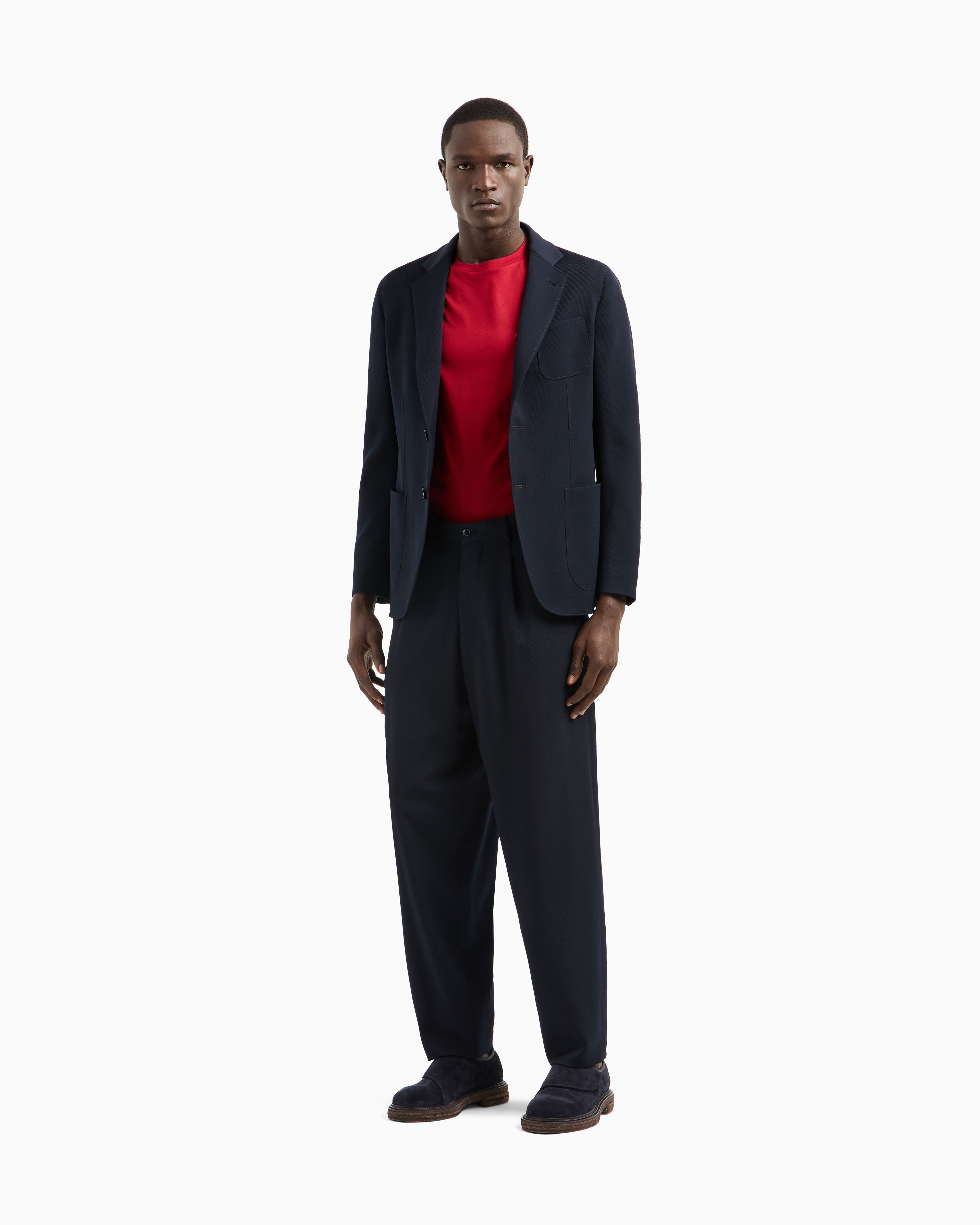 Giorgio Armani Cotton-interlock T-shirt With Embroidered Logo In Red