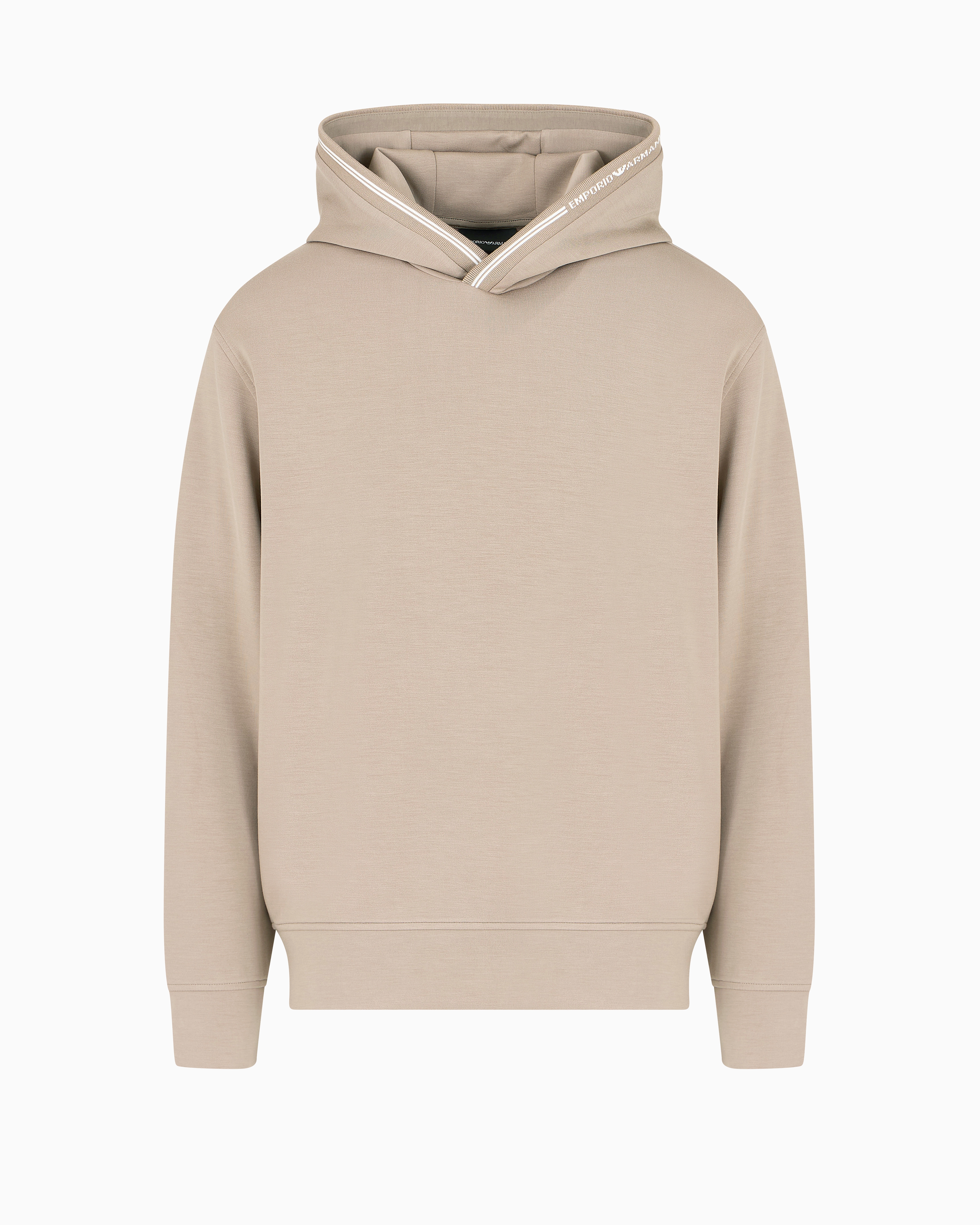 トップス EMPORIO ARMANI HOODED JERSEY Double-jersey hooded zip-up sweatshirt with all-over flocked