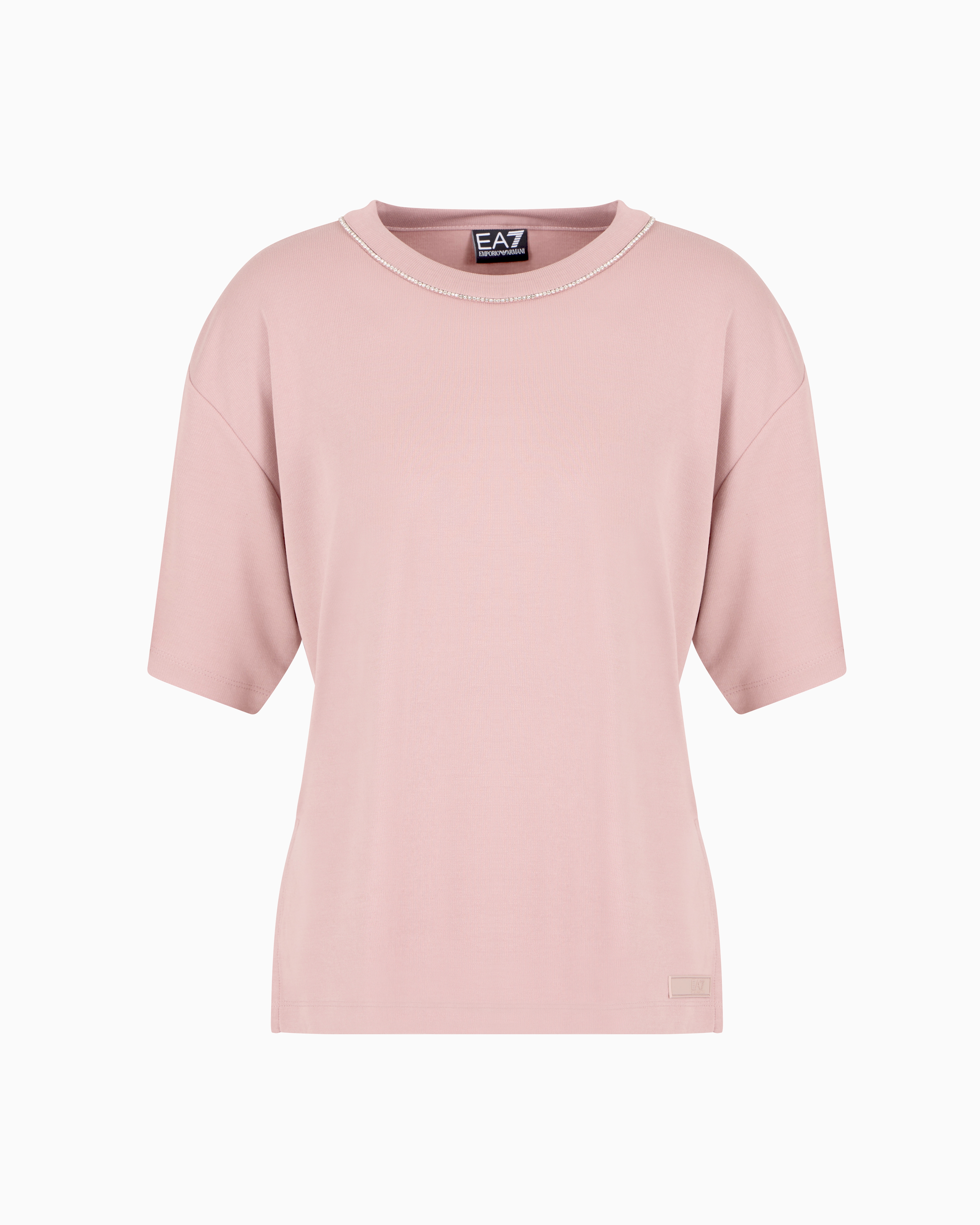 Ea7 Precious Crew-neck T-shirt In A Modal Blend In Pink
