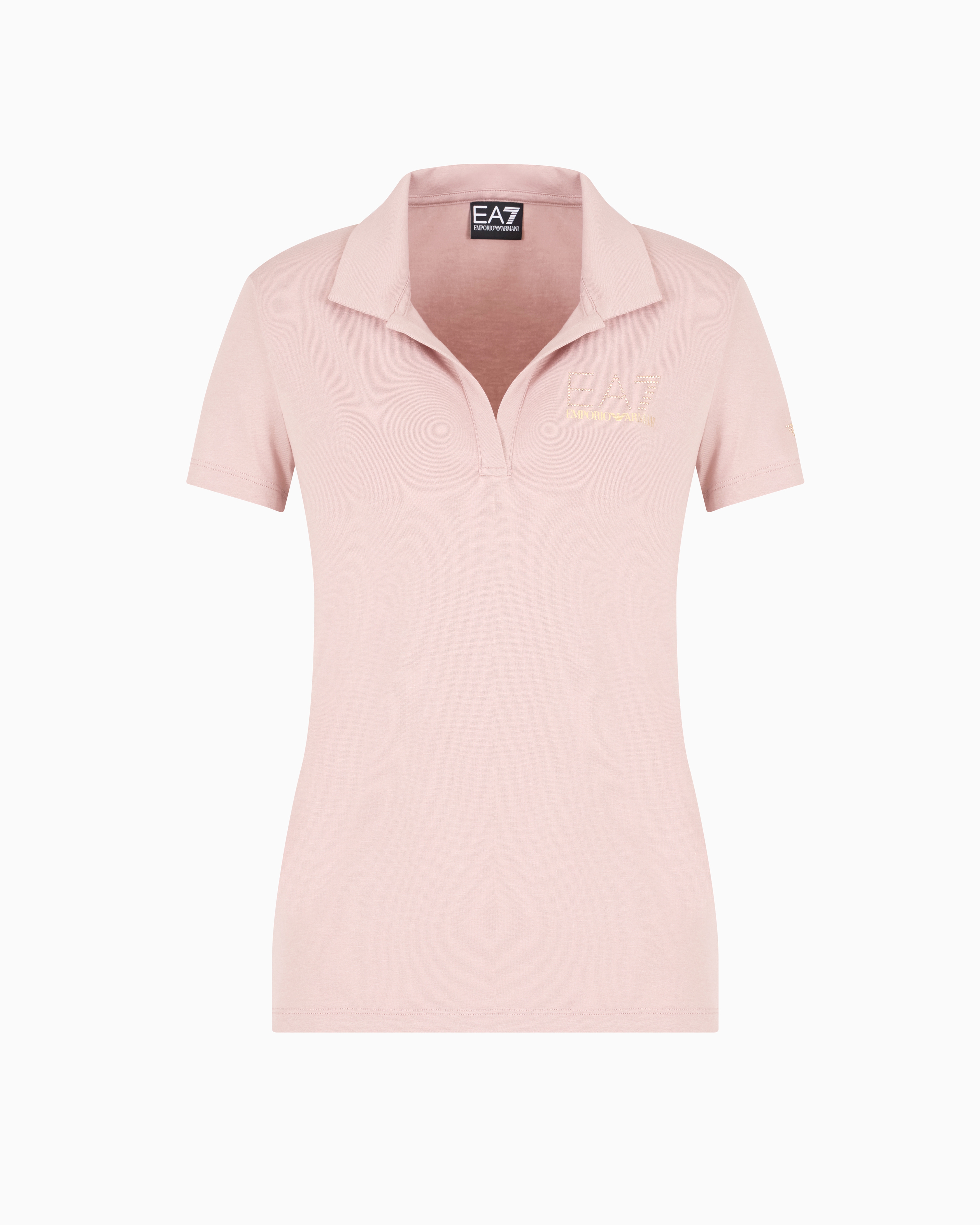 Ea7 Evolution Short-sleeved Polo Shirt In A Cotton And Modal Blend In Blush Pink