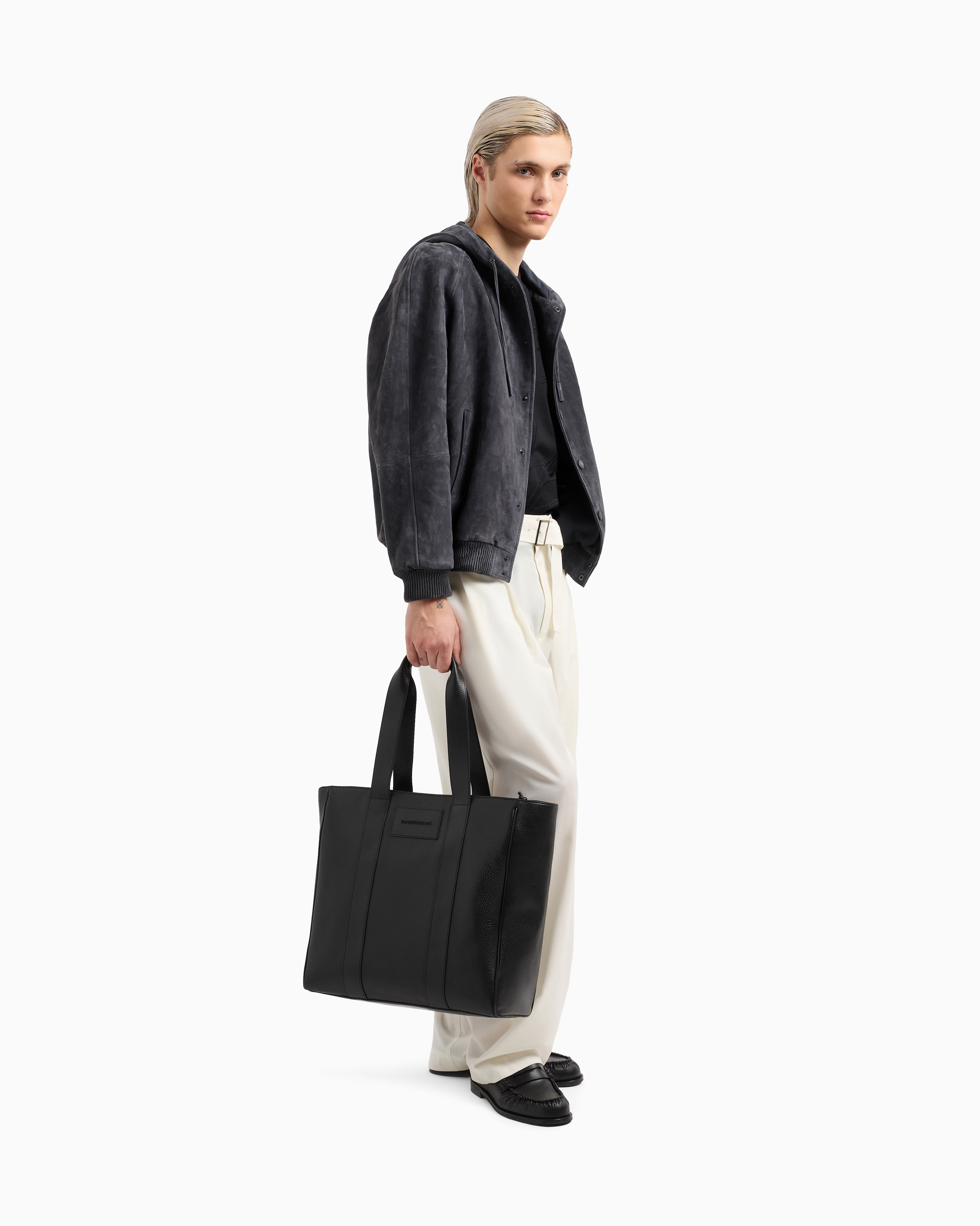 Emporio Armani Asv Oversized T-shirt In Lyocell-blend Jersey With Oversized Flower Embroidery In Black