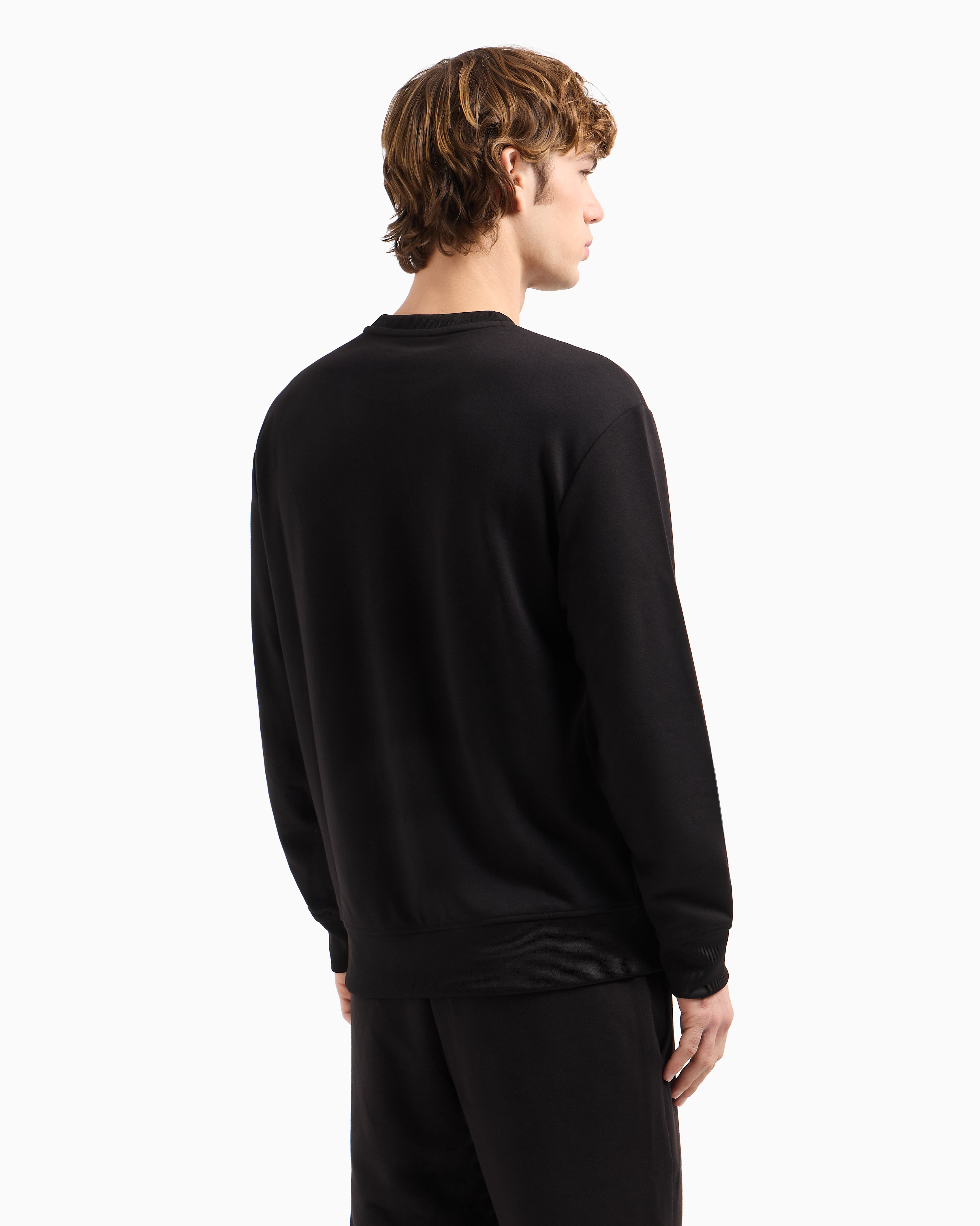 Armani Exchange - Crewneck sweatshirt with gold rhinestone logo, Man, Black, Size: