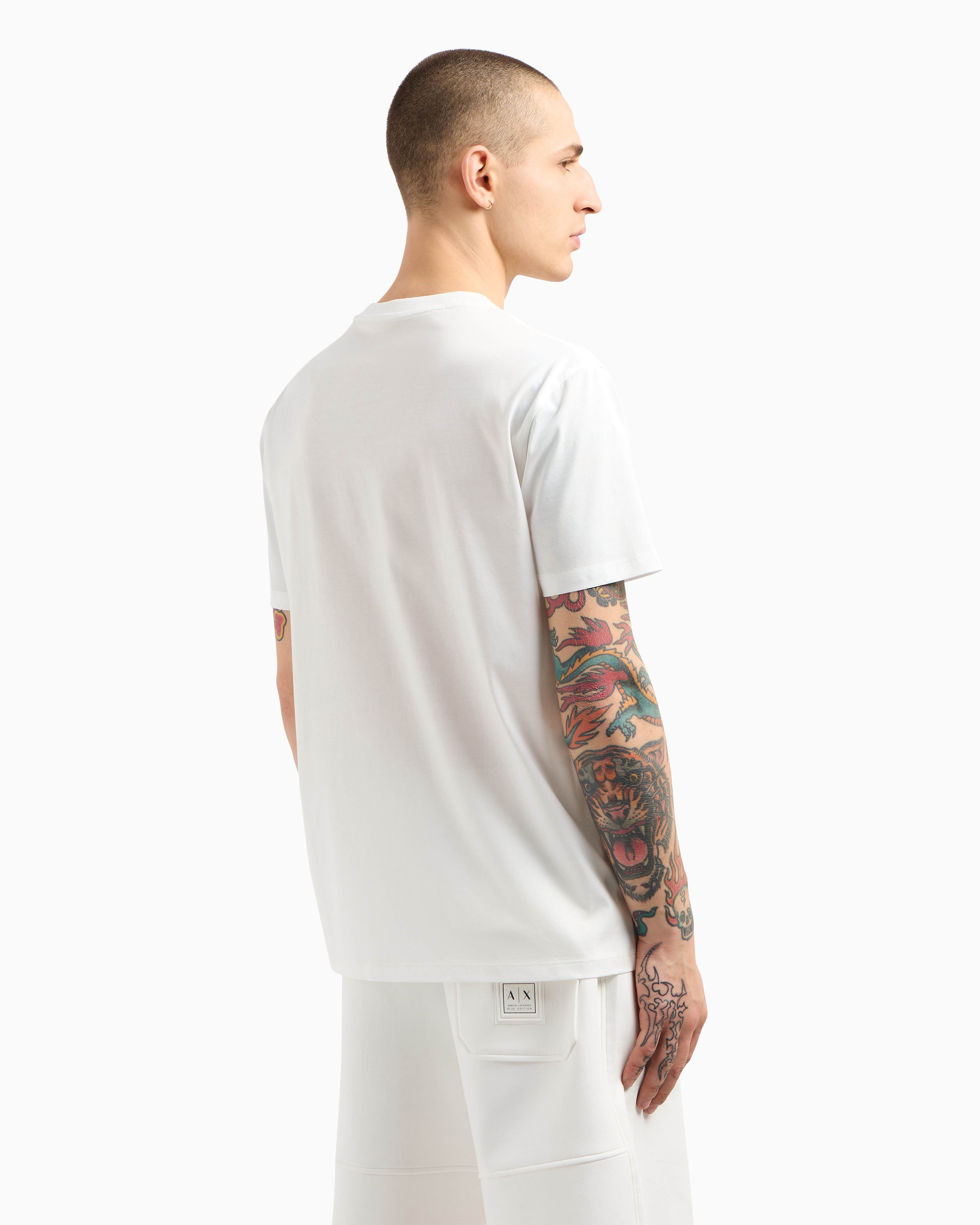 Regular fit T-shirt with rhinestone logo | Armani Exchange