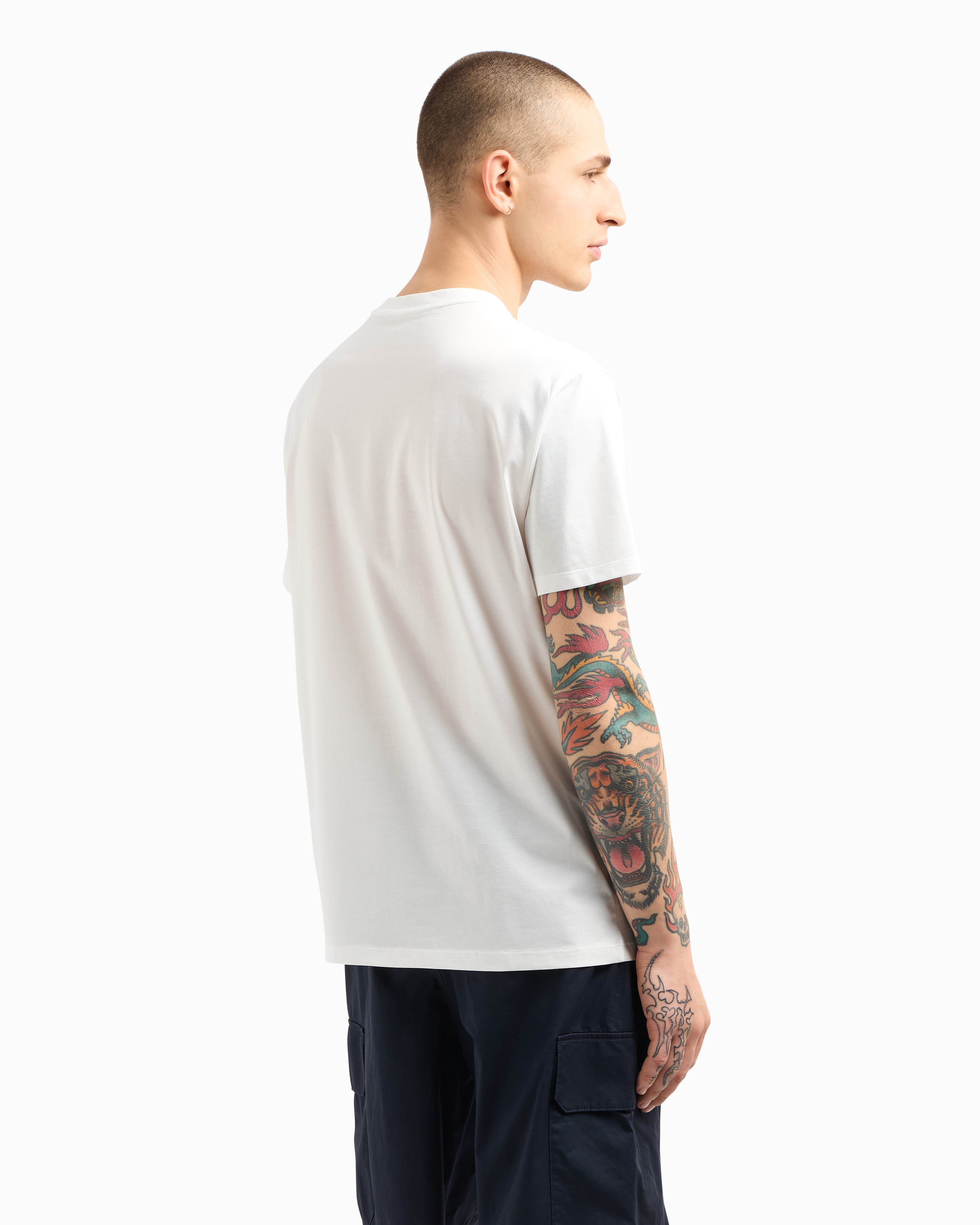 Armani Exchange - Regular fit T-shirt with blurred logo effect, Man, White, Size: M