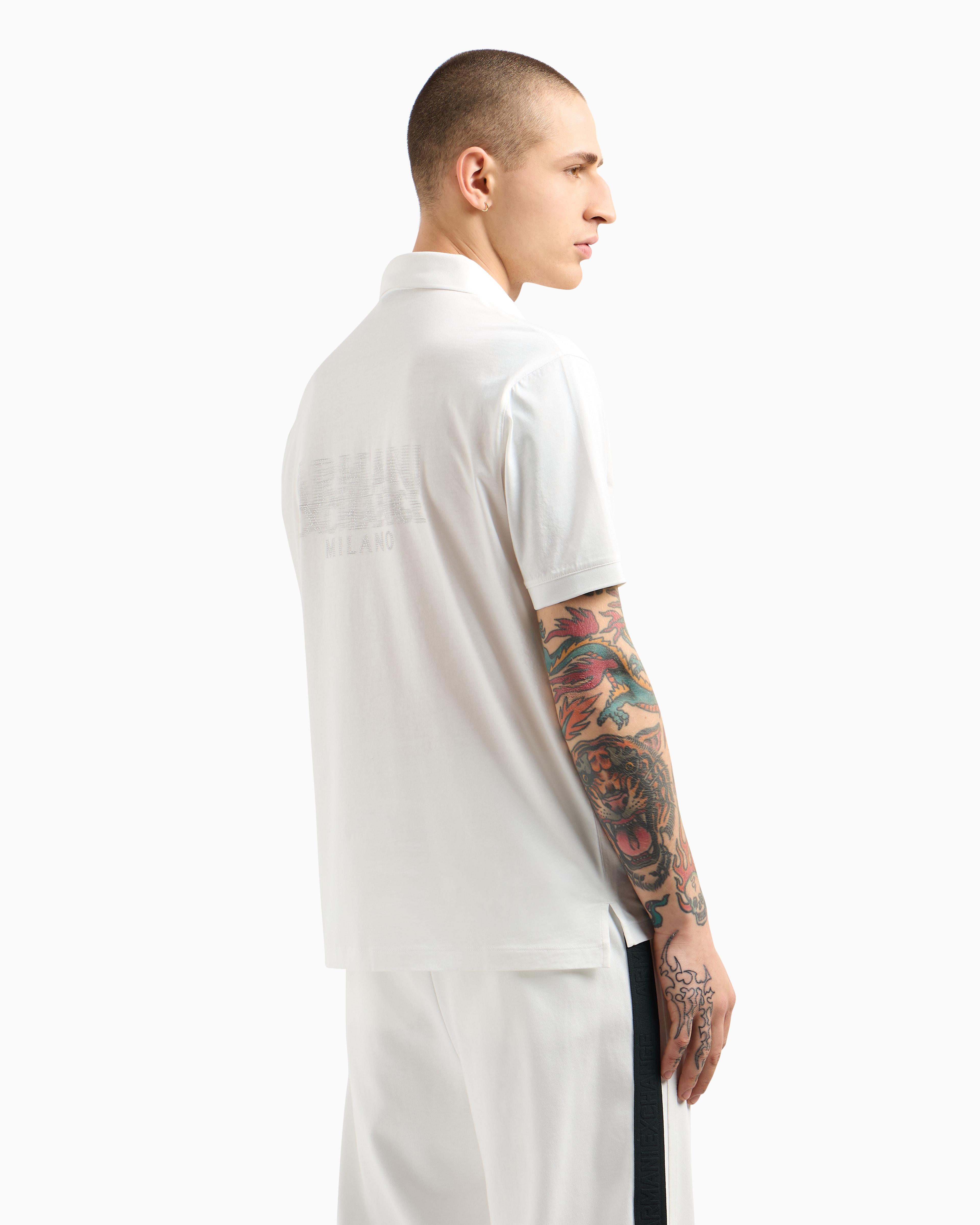 Armani Exchange Regular Fit Polo Shirt In Mercerised Cotton In White