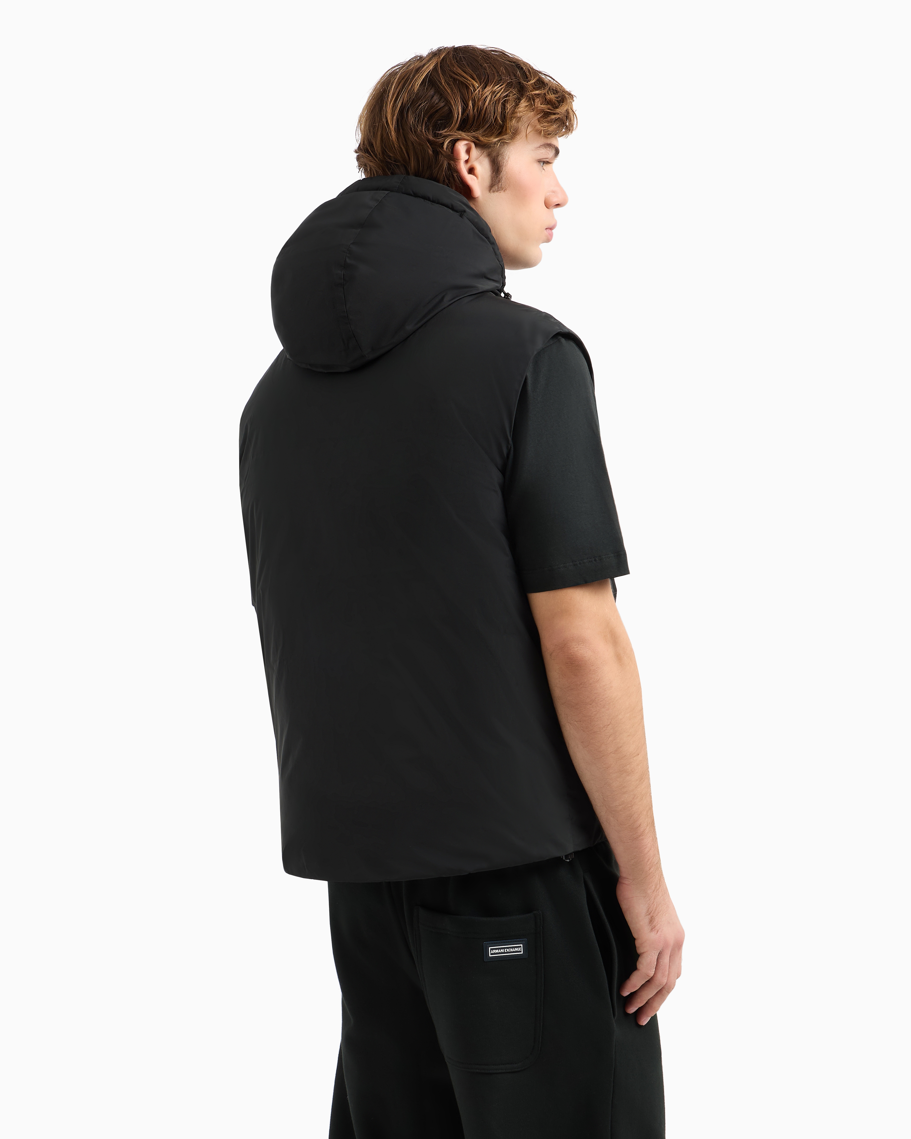 Armani Exchange Sleeveless Jacket With Hood In Green