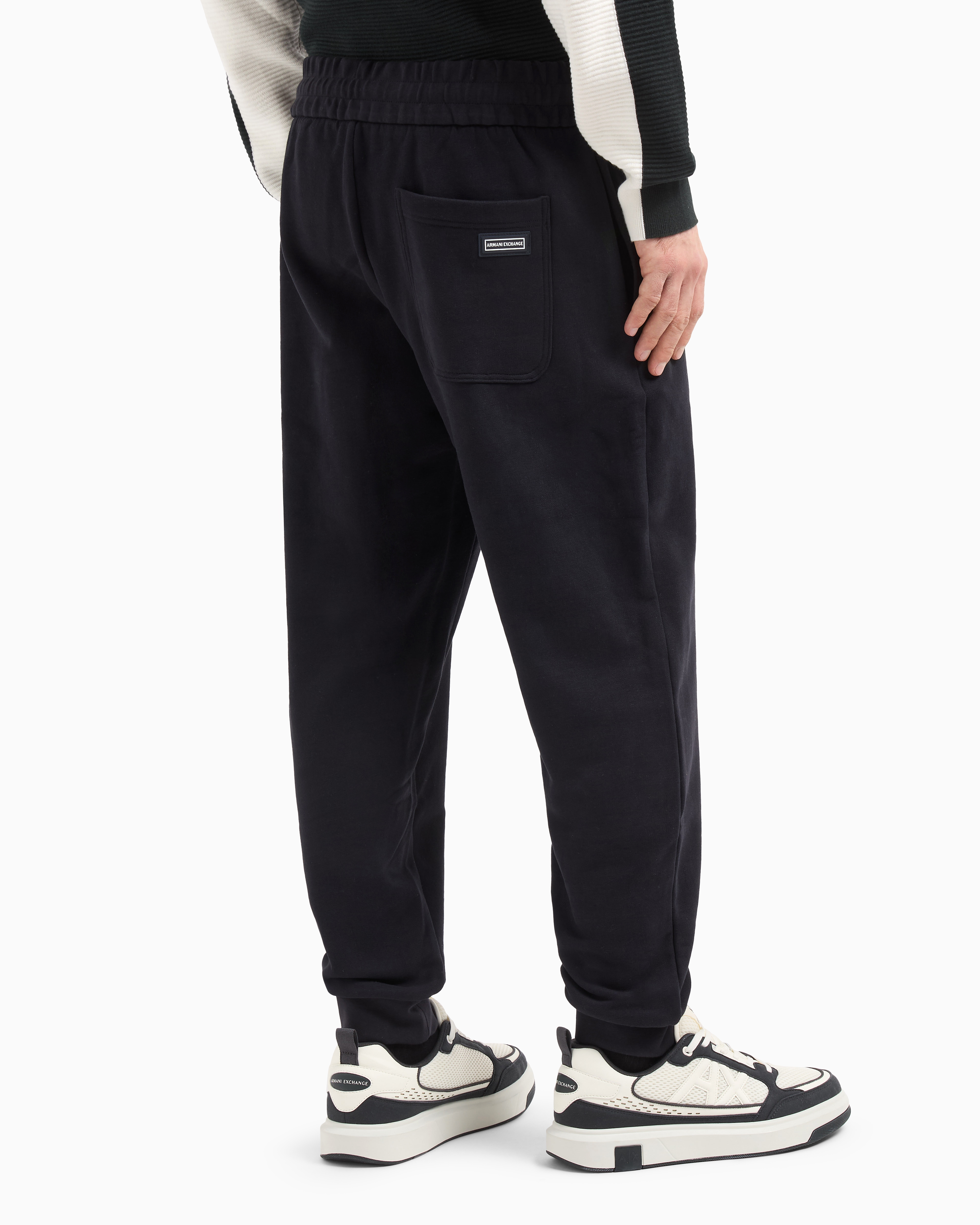 Armani Exchange - Cotton French Terry Jogger Pants, Man, Navy Blue, Size: