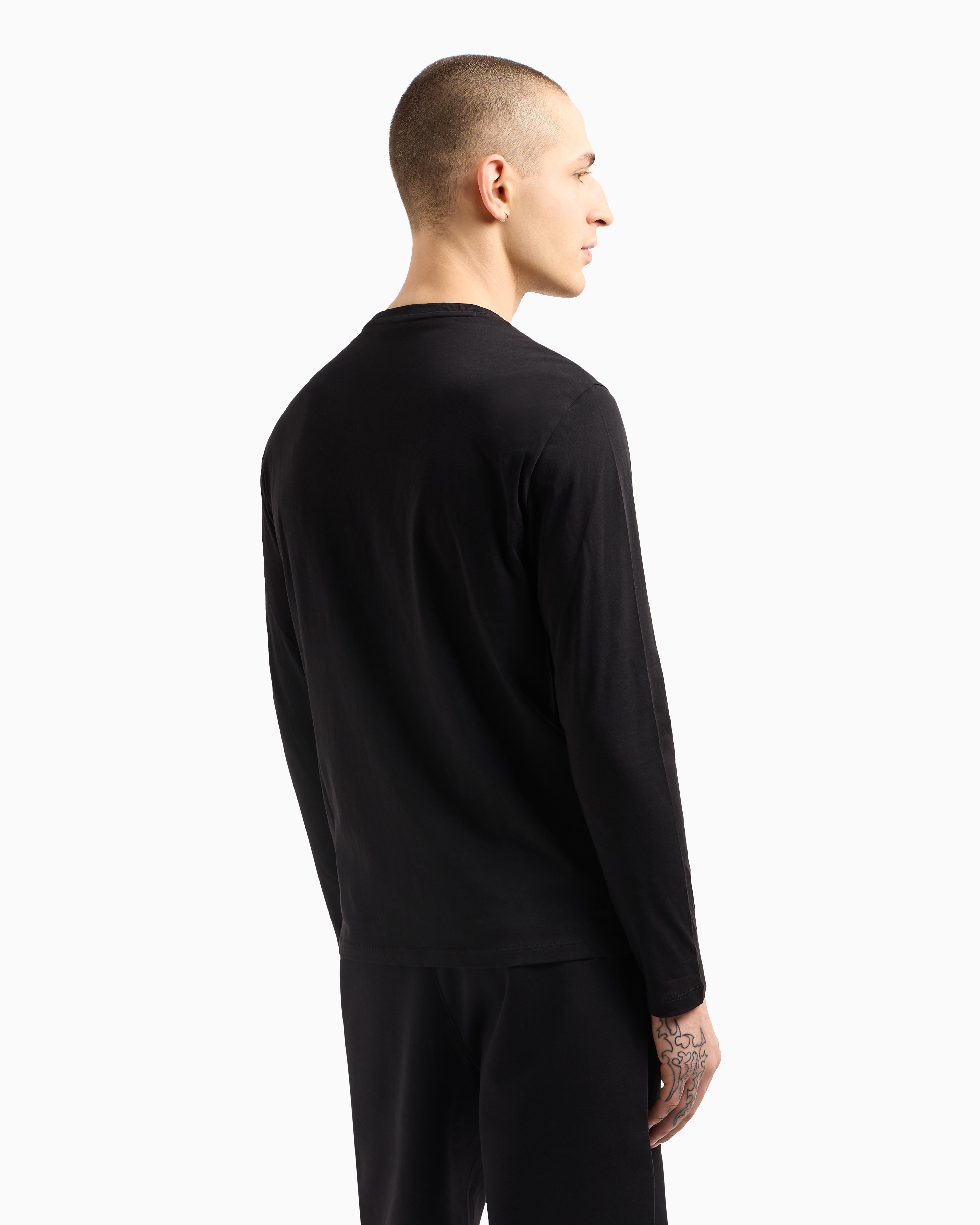 Armani Exchange - Long sleeve T-shirt with logo prints, Man, Black, Size: