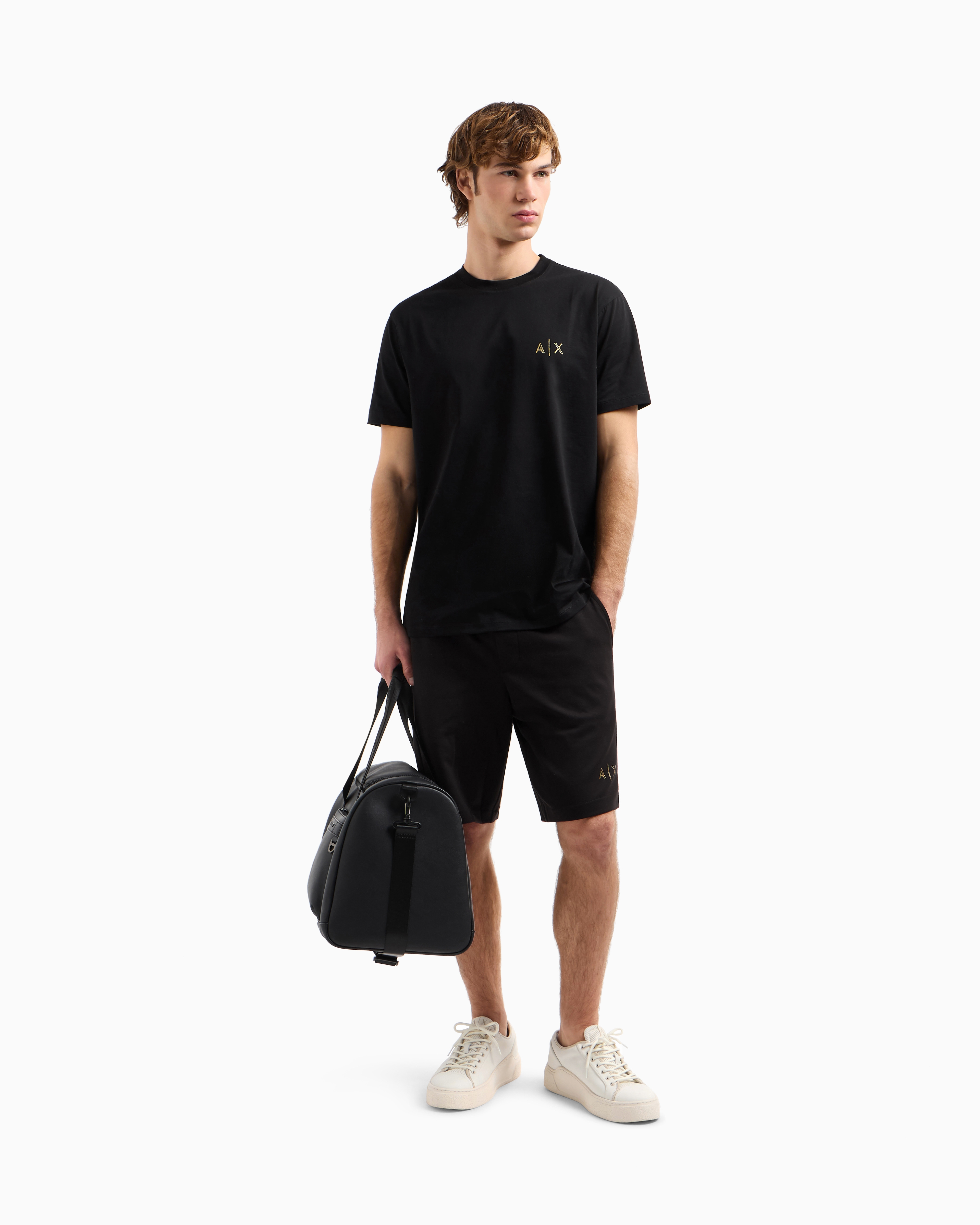 Armani Exchange Logo Sweatshirt Shorts In Black