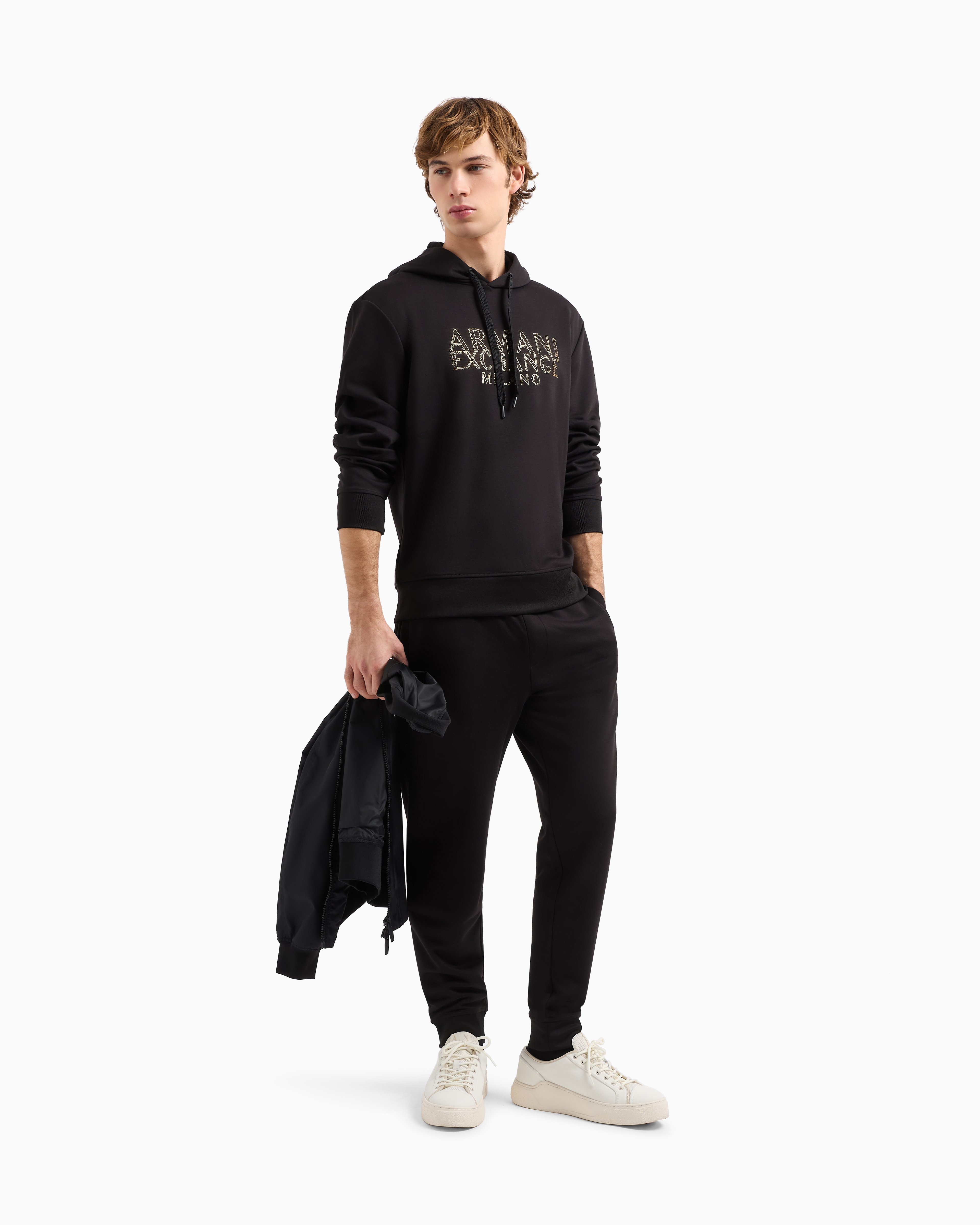 Armani Exchange Hoodie With Blurred Logo Effect In Black