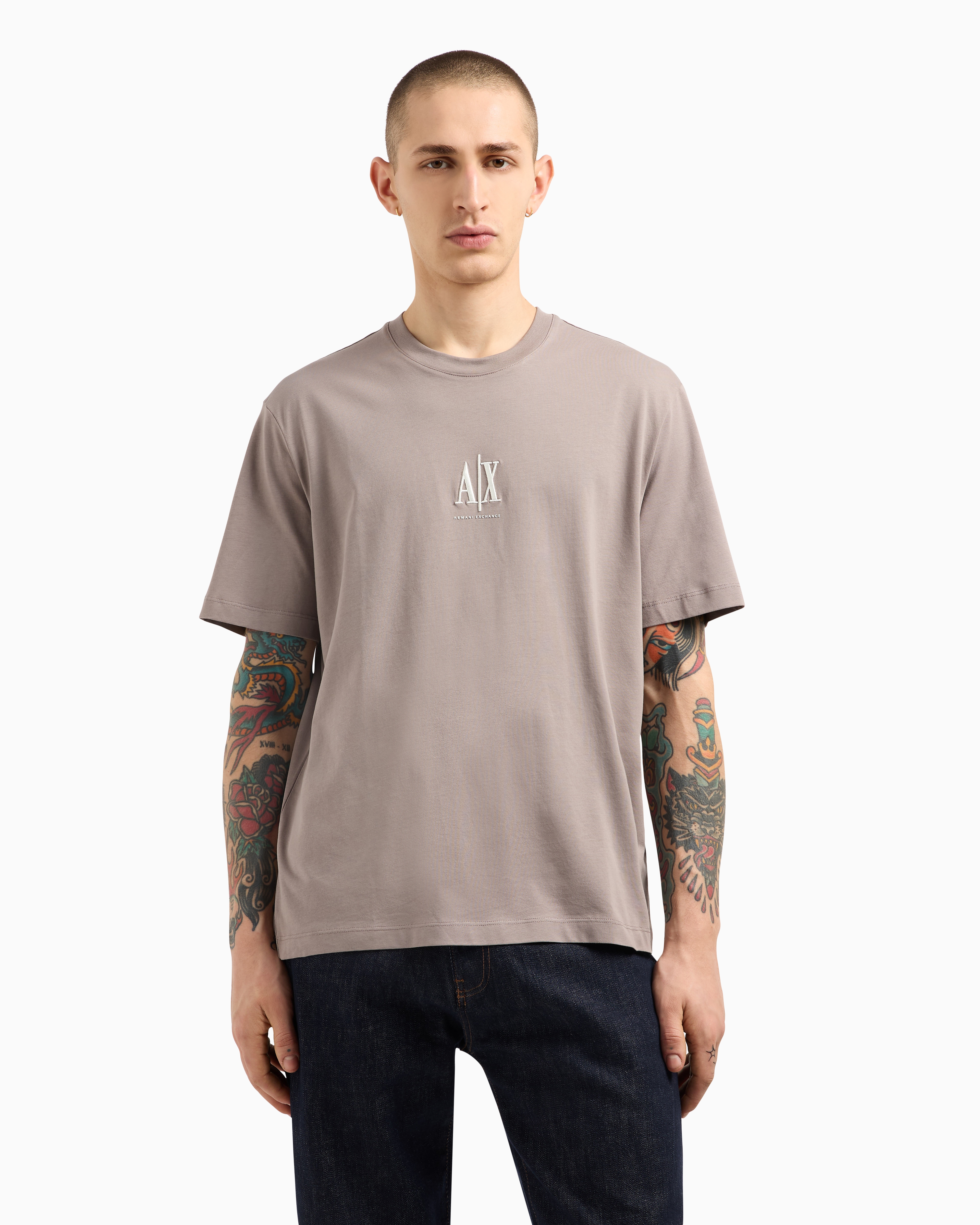 Armani Exchange Regular Fit T-shirts In Beige