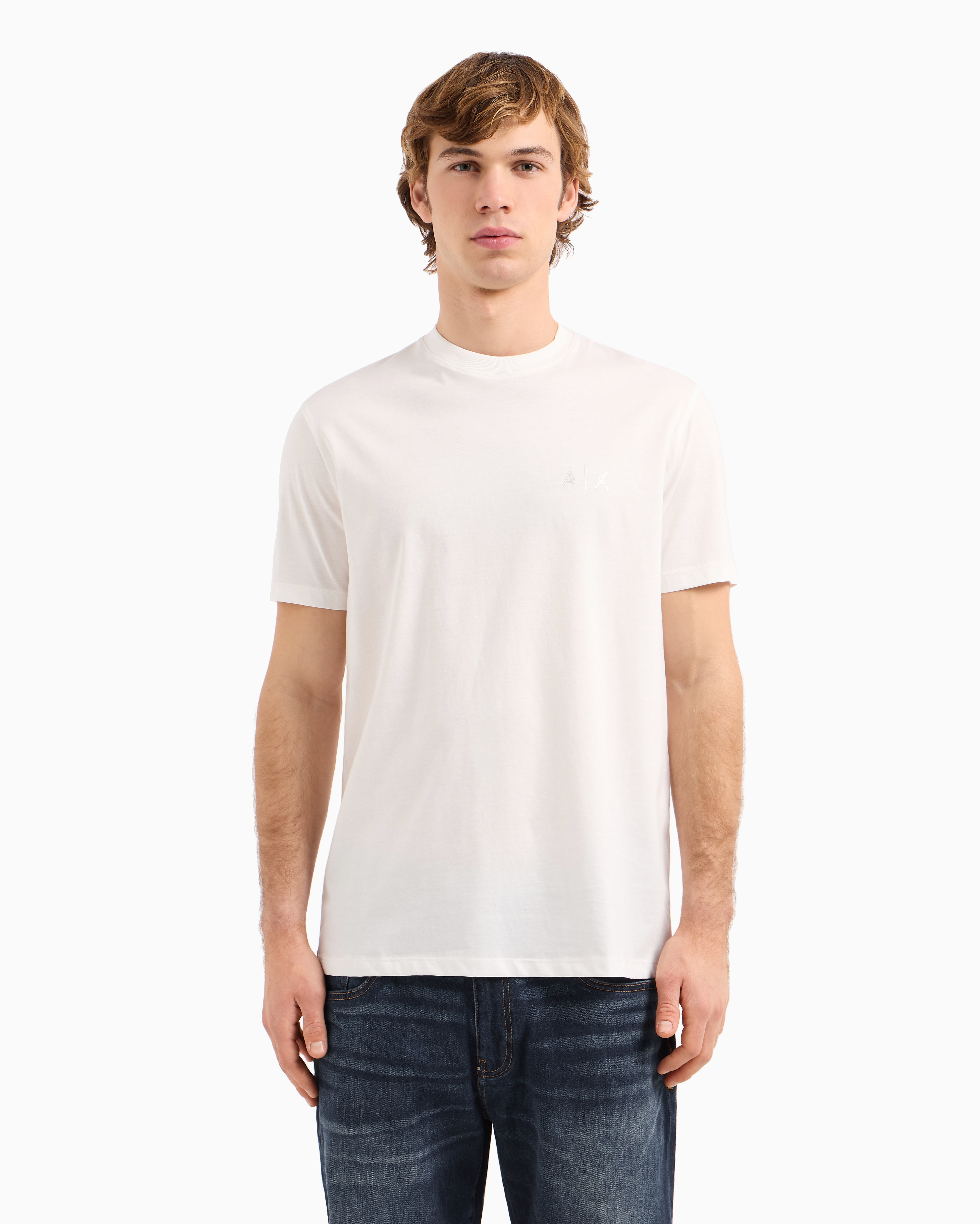 Armani Exchange Regular Fit T-shirt With Blurred Logo Effect In White