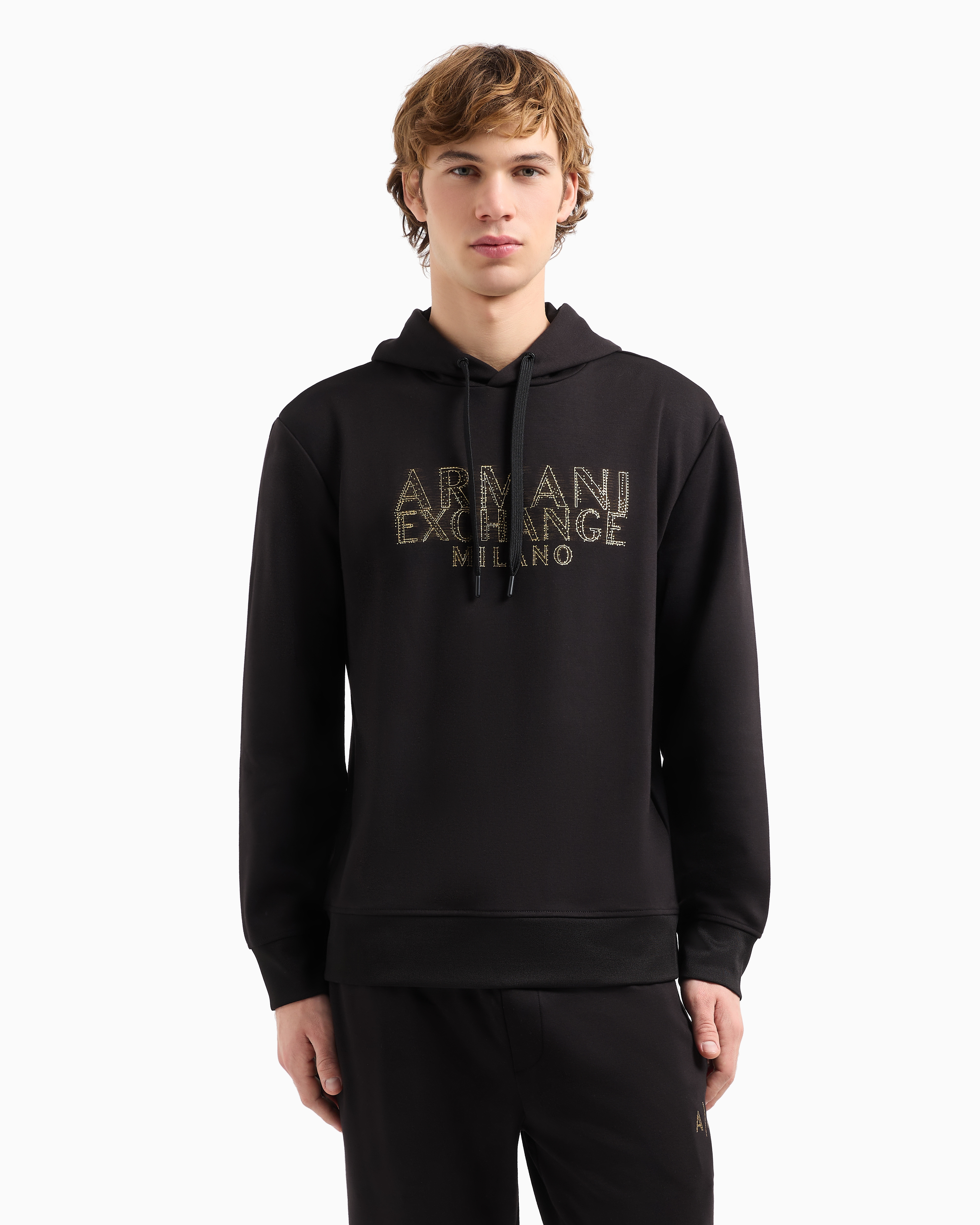 Armani Exchange Hoodie With Blurred Logo Effect In Black