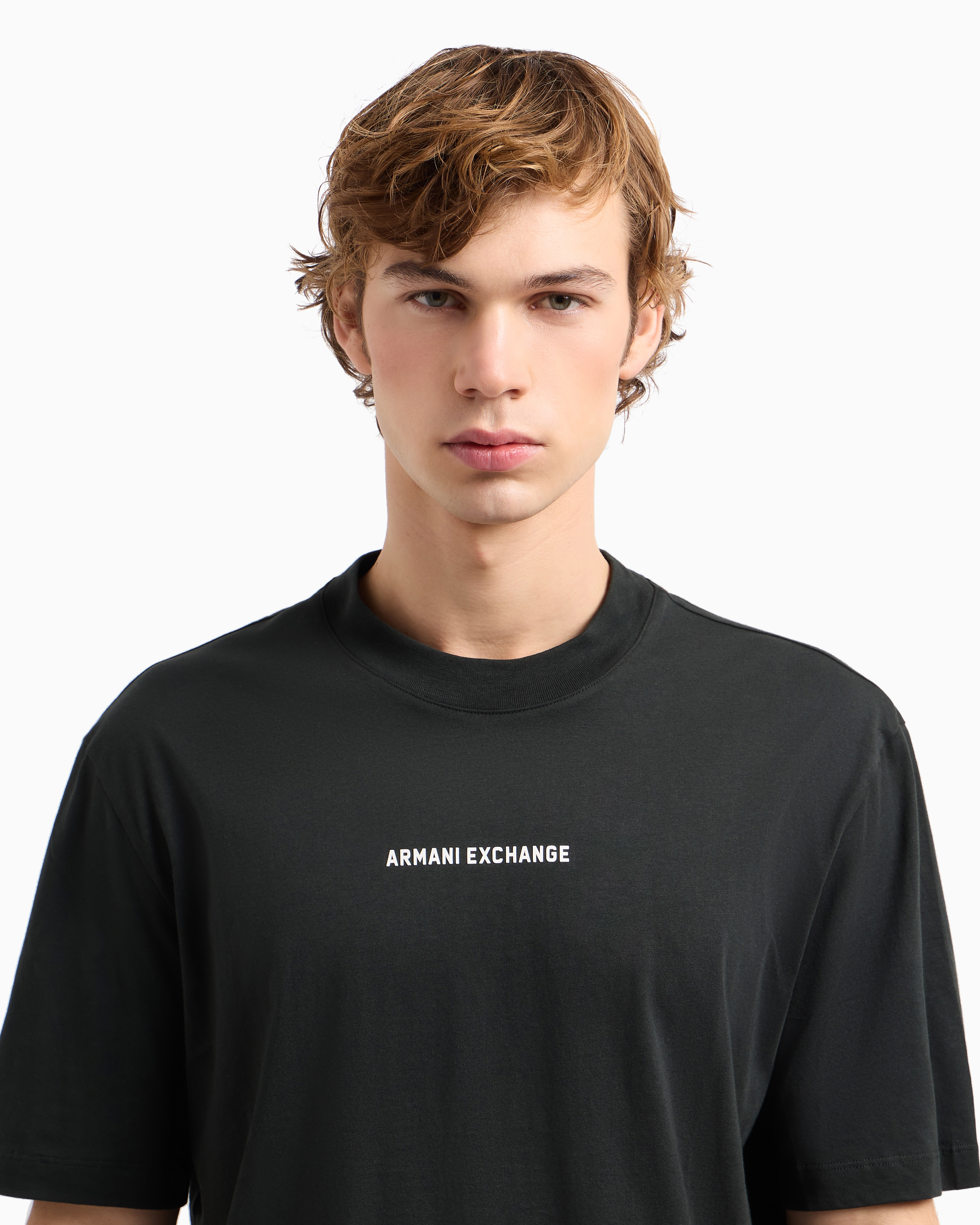 Armani Exchange - Regular fit T-shirt with logo print on front and back, Man, Green, Size: