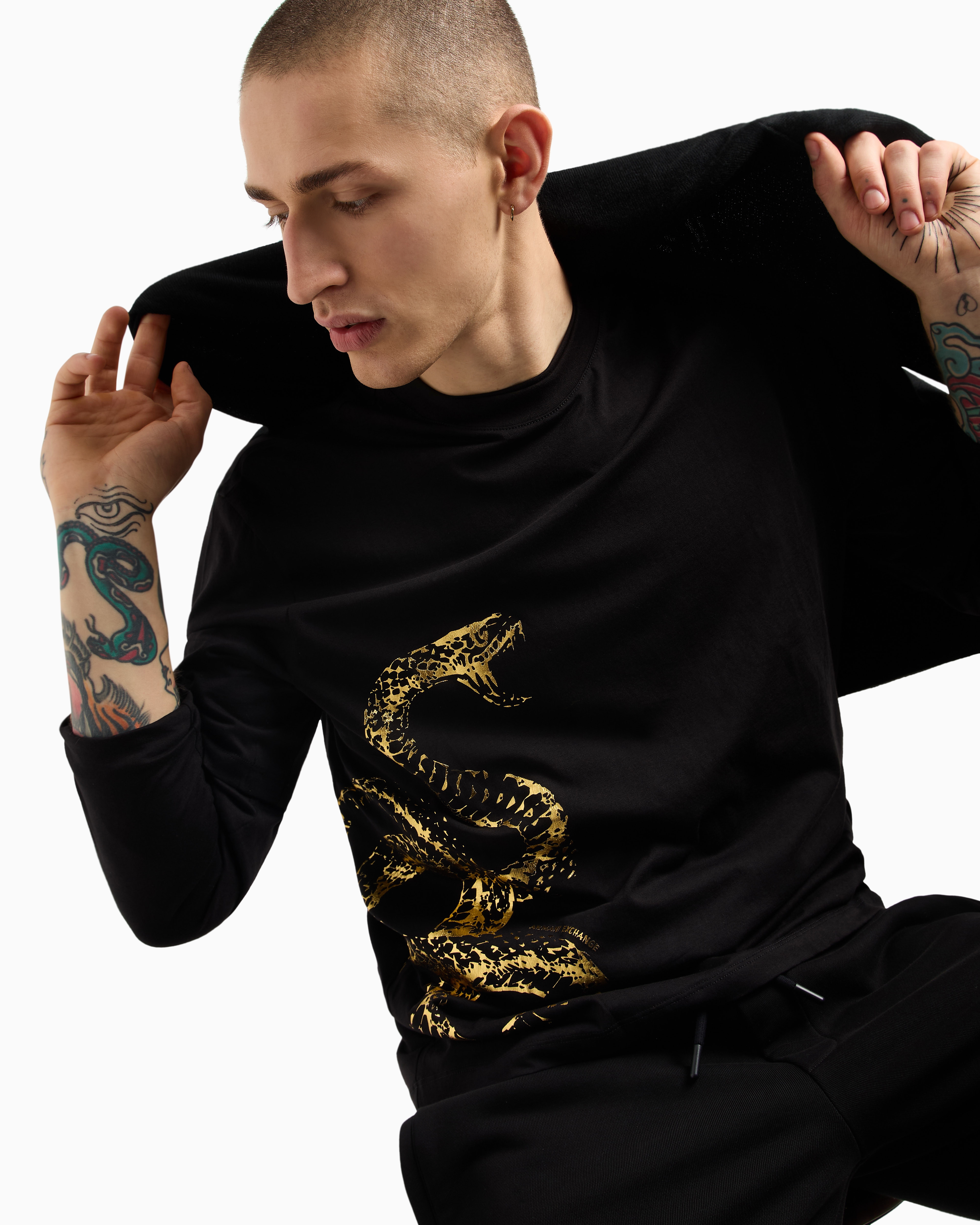 Armani Exchange - Regular fit jersey t-shirt, Man, Black, Size: