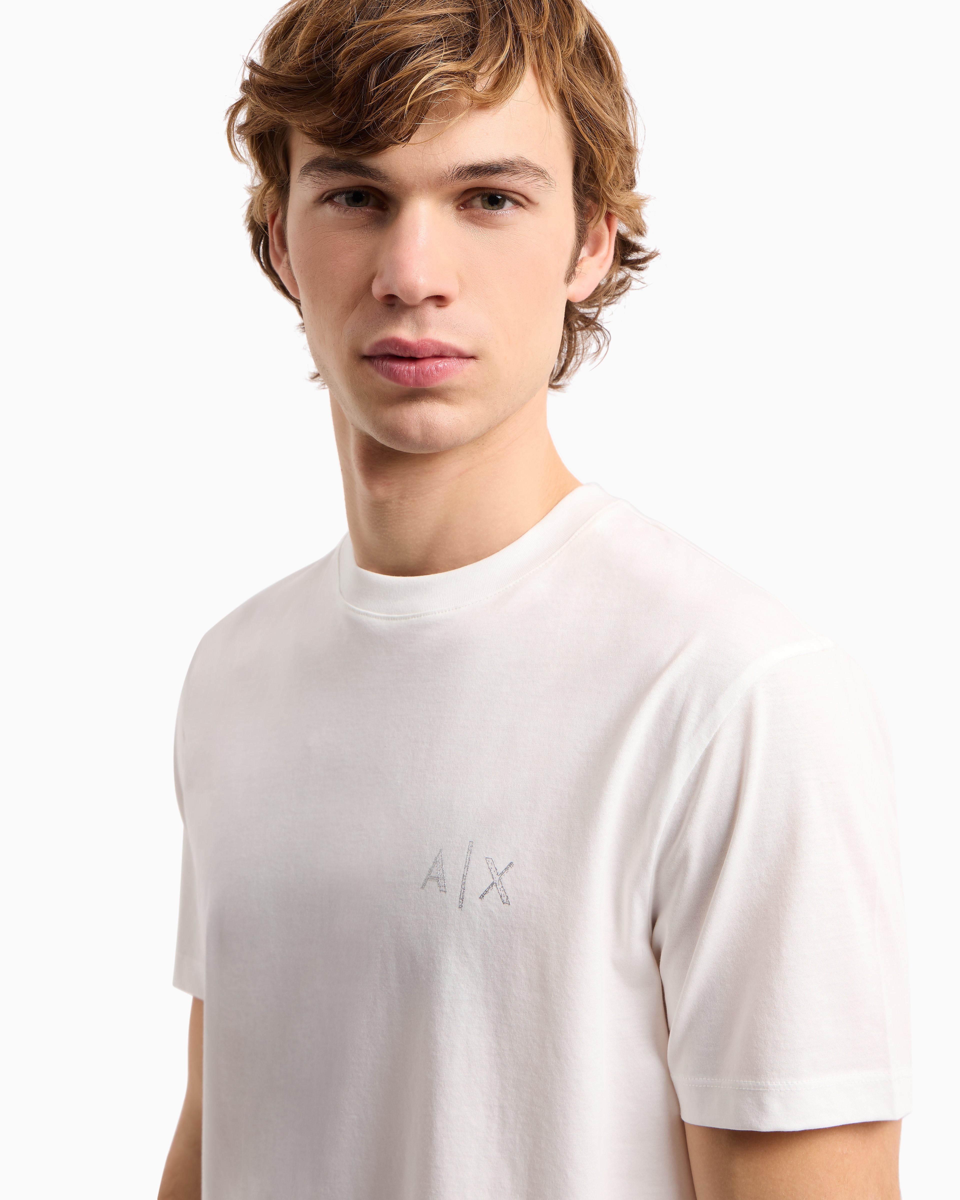 Armani Exchange Regular Fit T-shirt With Blurred Logo Effect In White