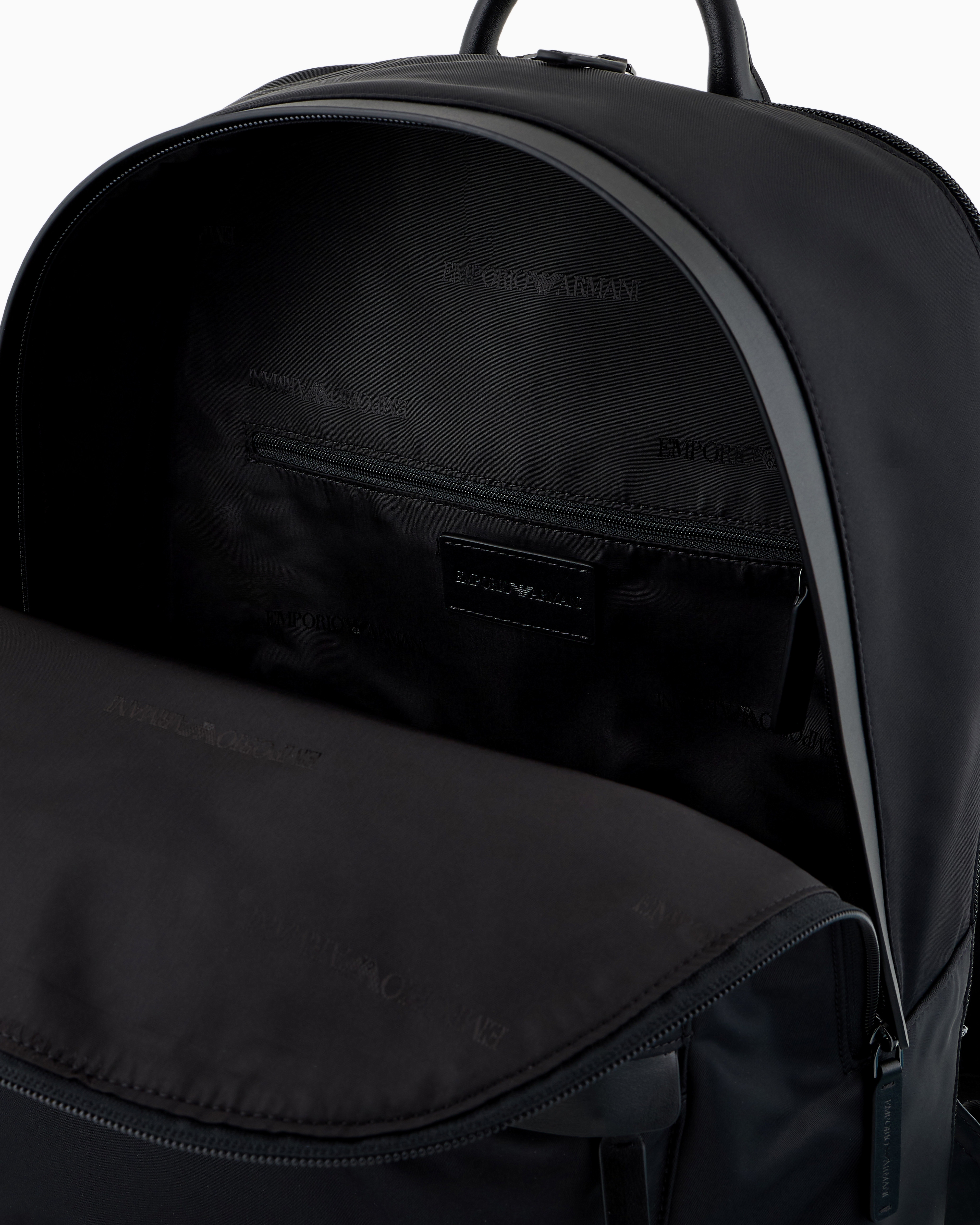 Emporio Armani Zippered Backpack In Black