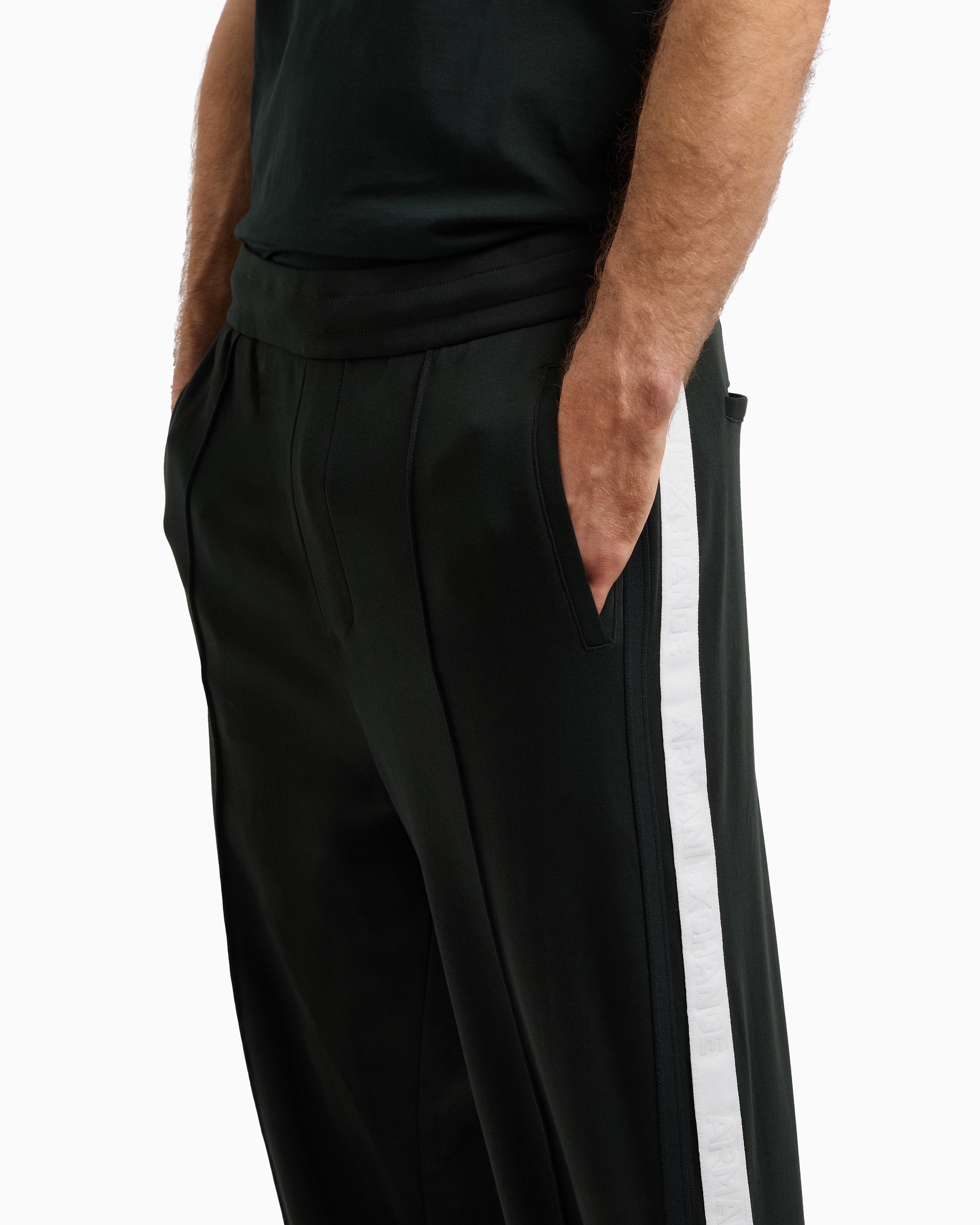 Armani Exchange - Regular fit trousers with contrasting band, Man, Green, Size: