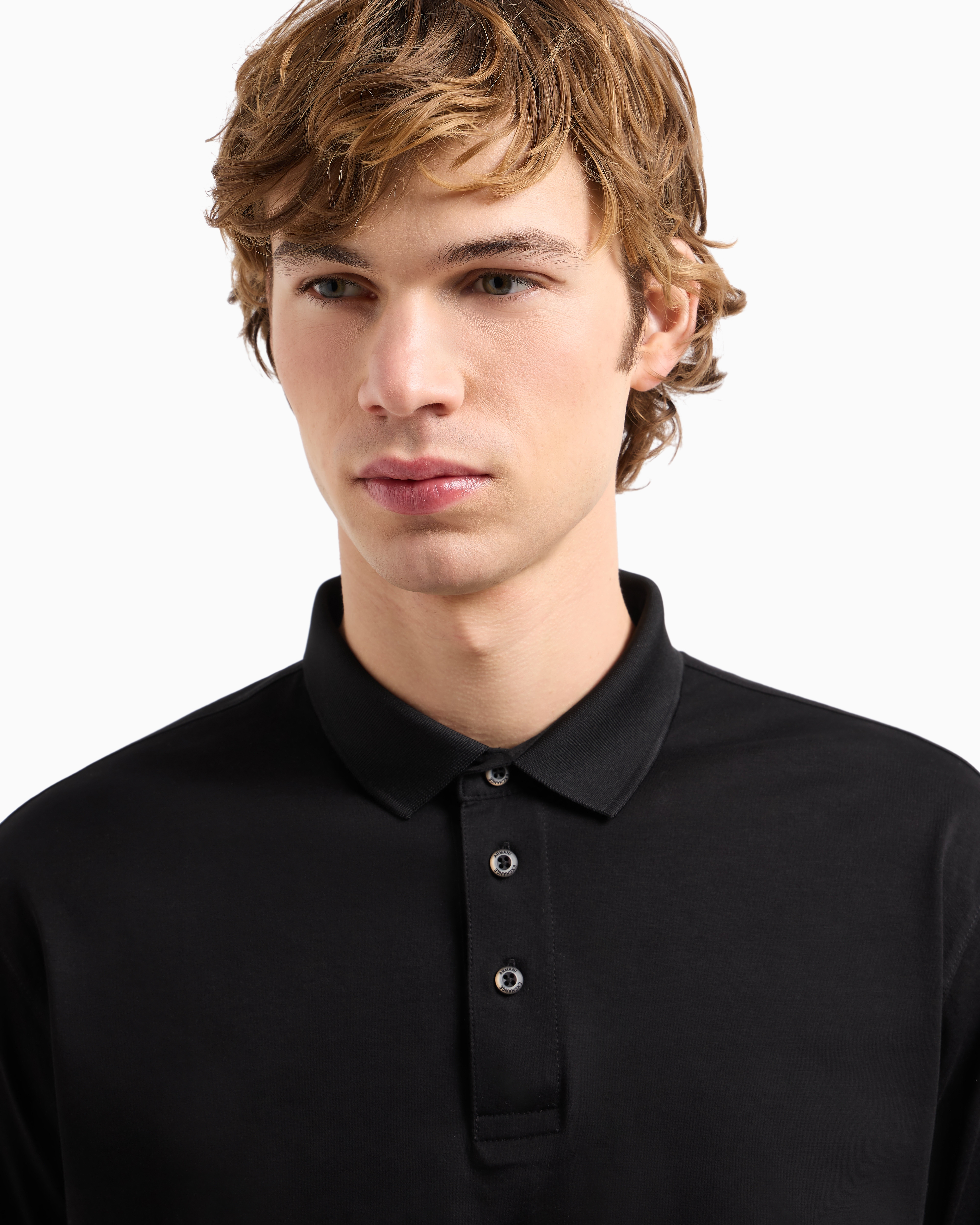 Armani Exchange Regular Fit Polo Shirt In Mercerised Cotton In Black
