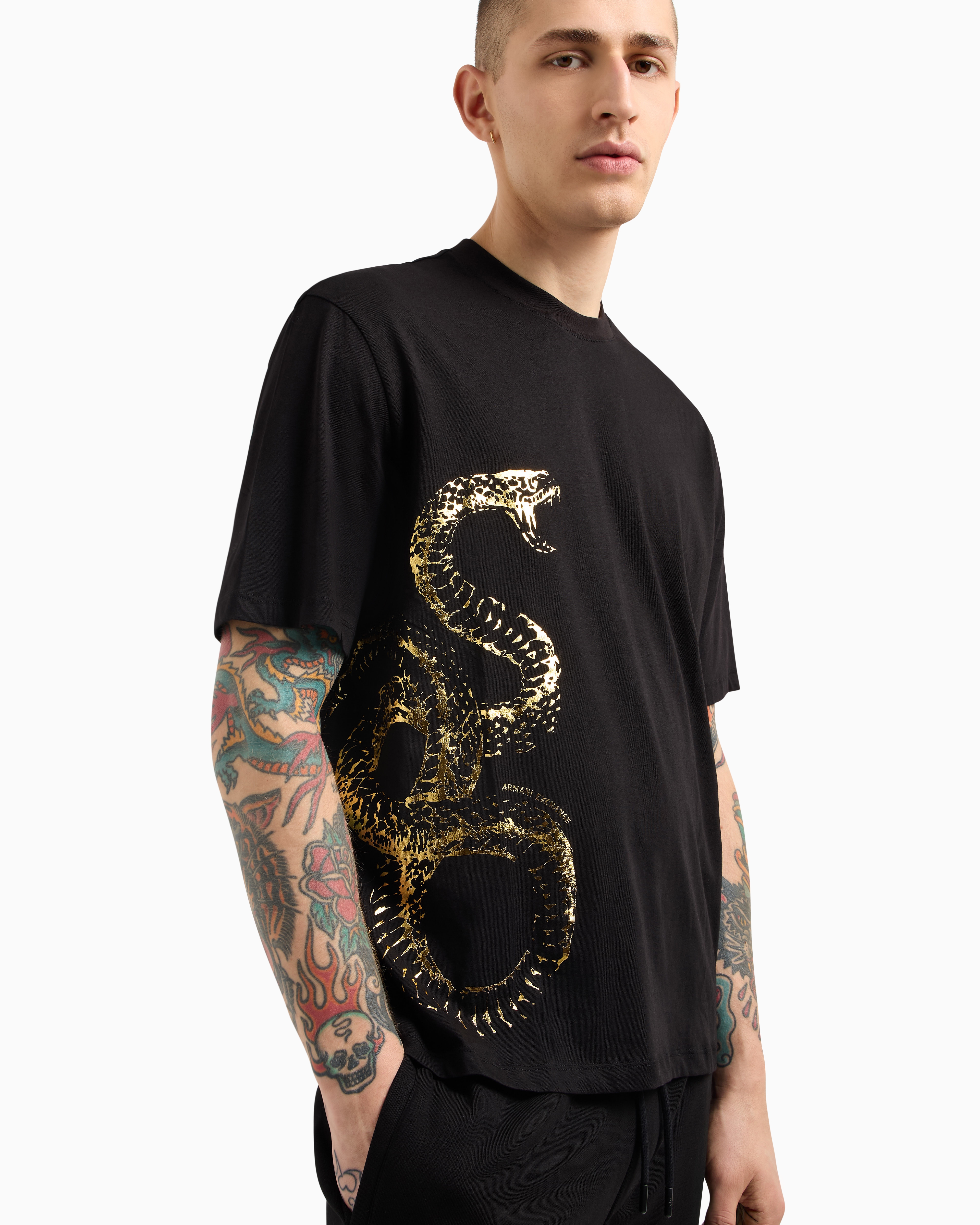 Armani Exchange - Regular fit jersey t-shirt, Man, Black, Size: