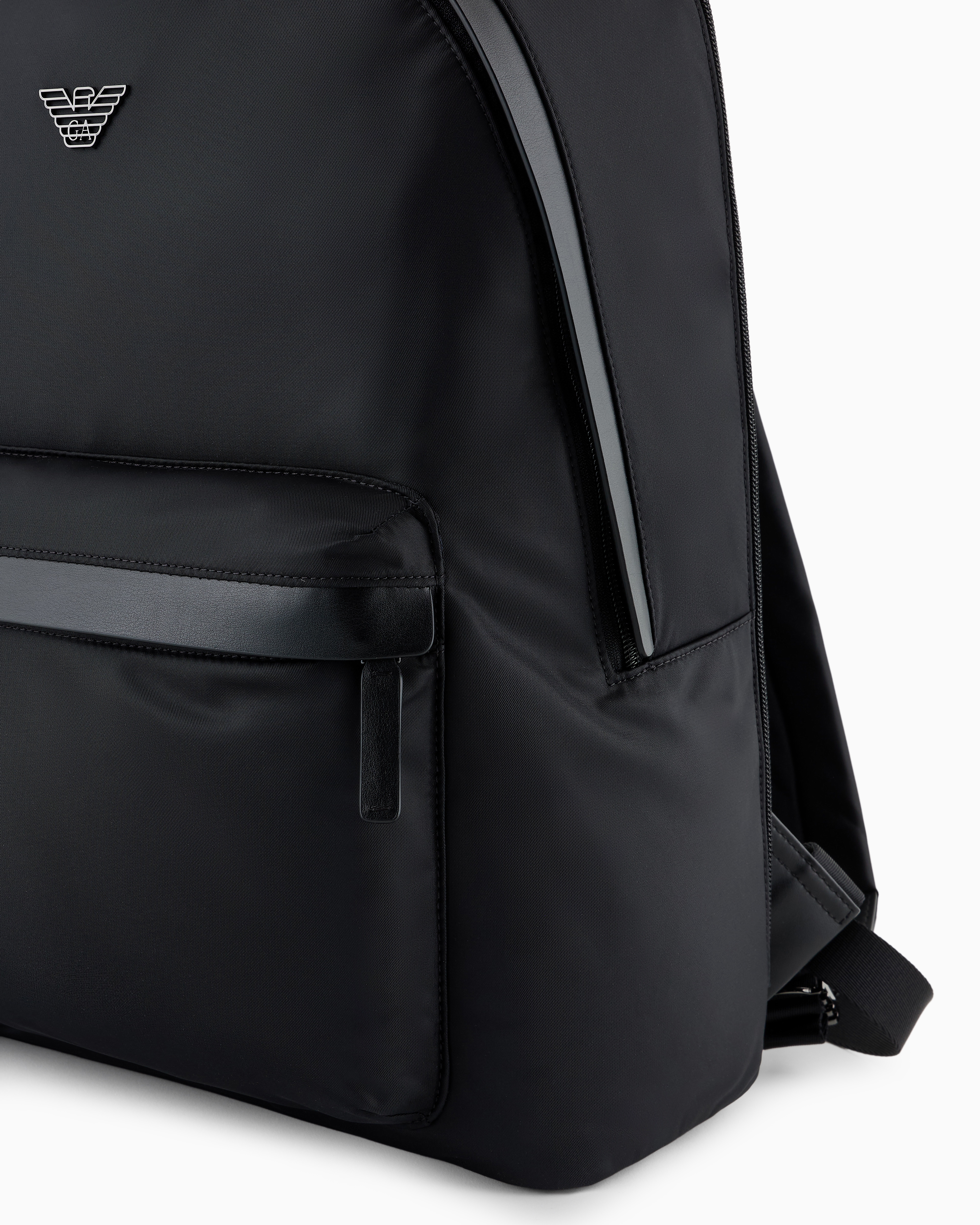 Emporio Armani Zippered Backpack In Black