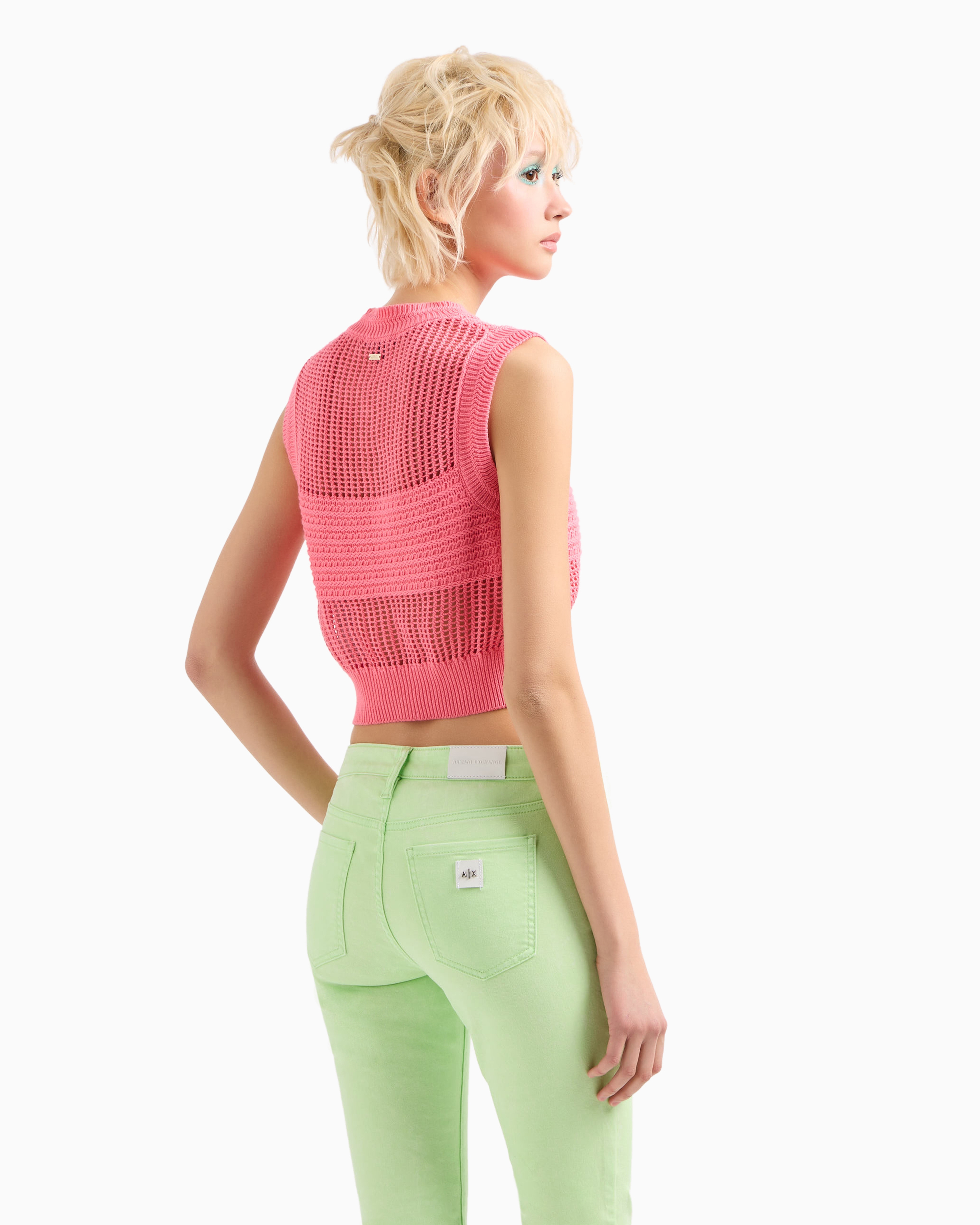 Maxi-striped cotton knit top
