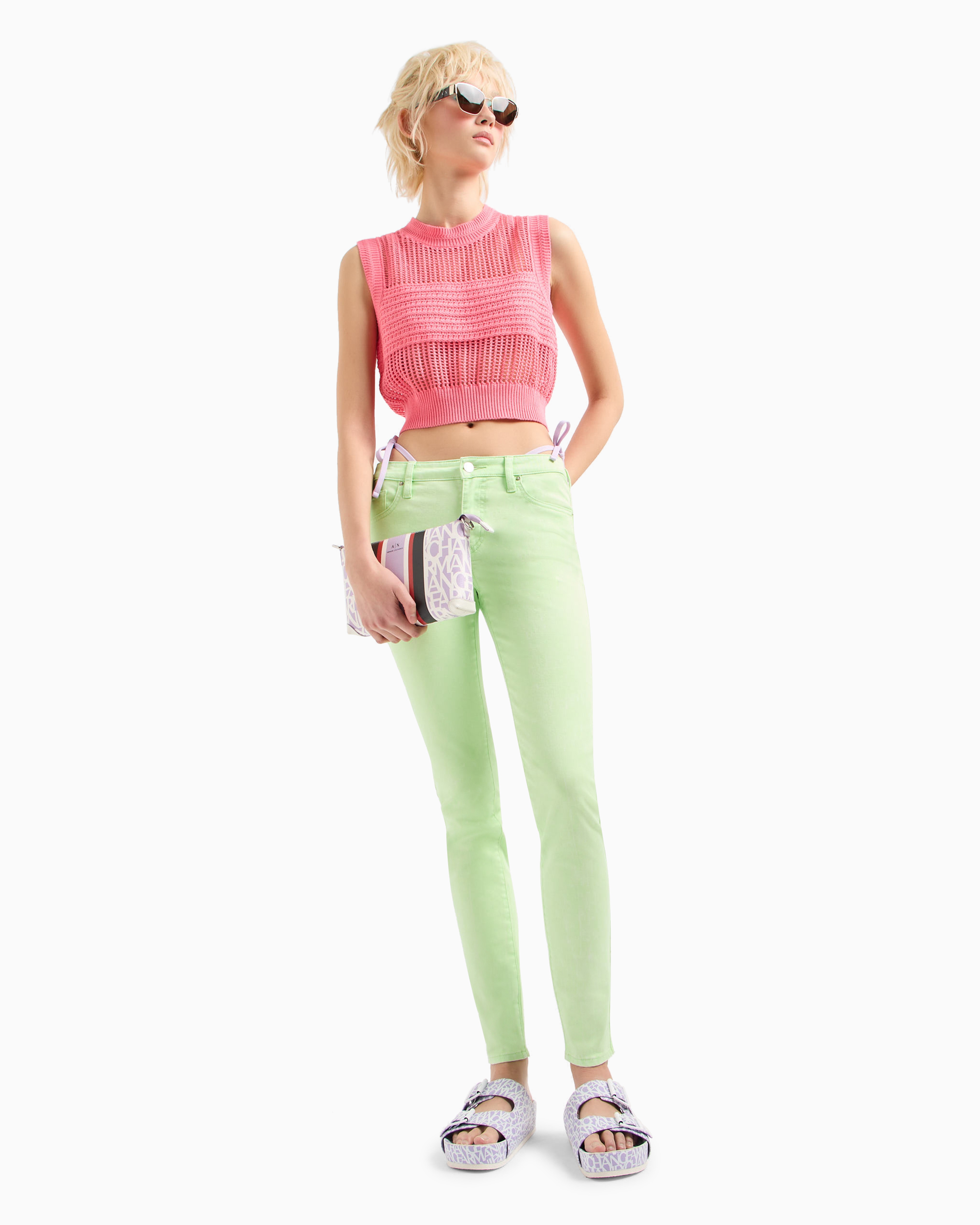 Maxi-striped cotton knit top
