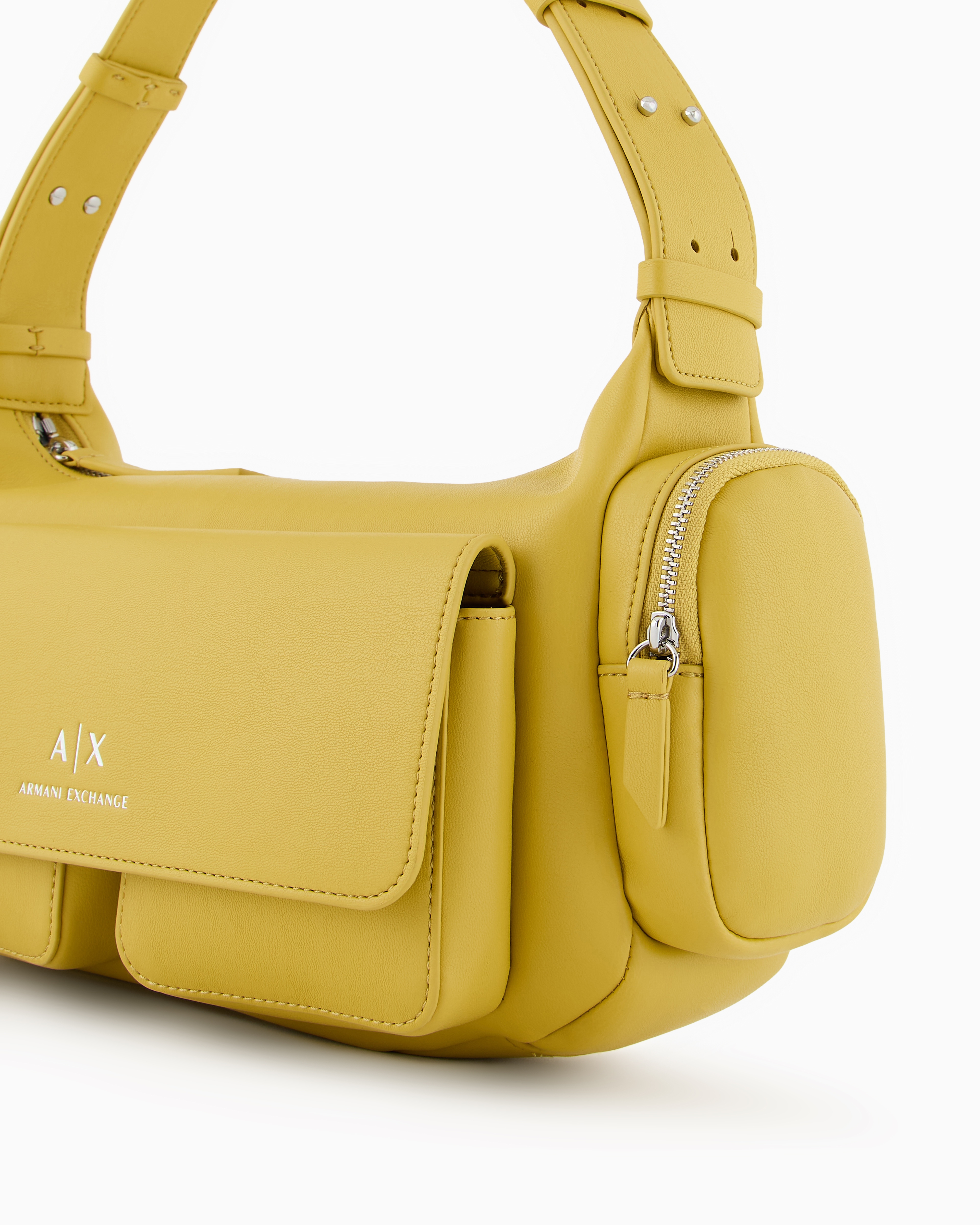 Armani Exchange - Large shoulder bag with side pockets, Woman, Yellow, Size: TU